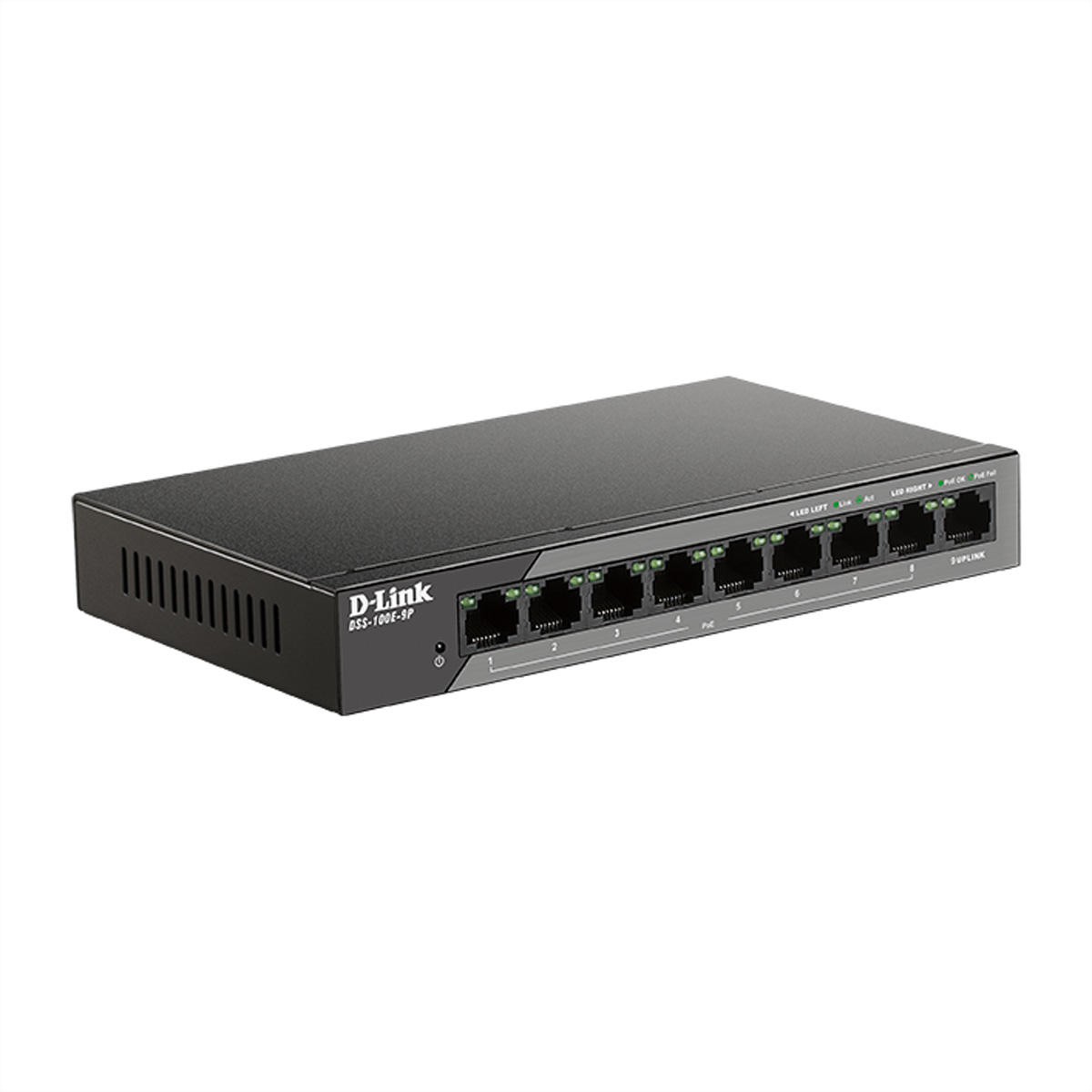 D-LINK DSS-100E-9P PoE 9-Port mit UpLink Switch Ethernet Switch Fast
