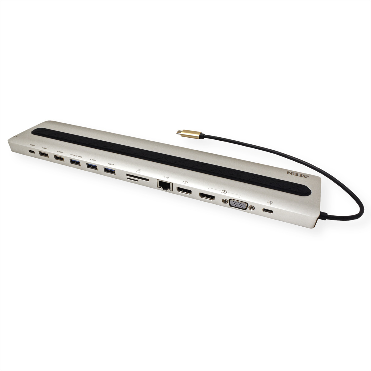 Multiport Passthrough USB-C gold mit / ATEN schwarz Power Dock Adapter, USB-DisplayPort UH3237