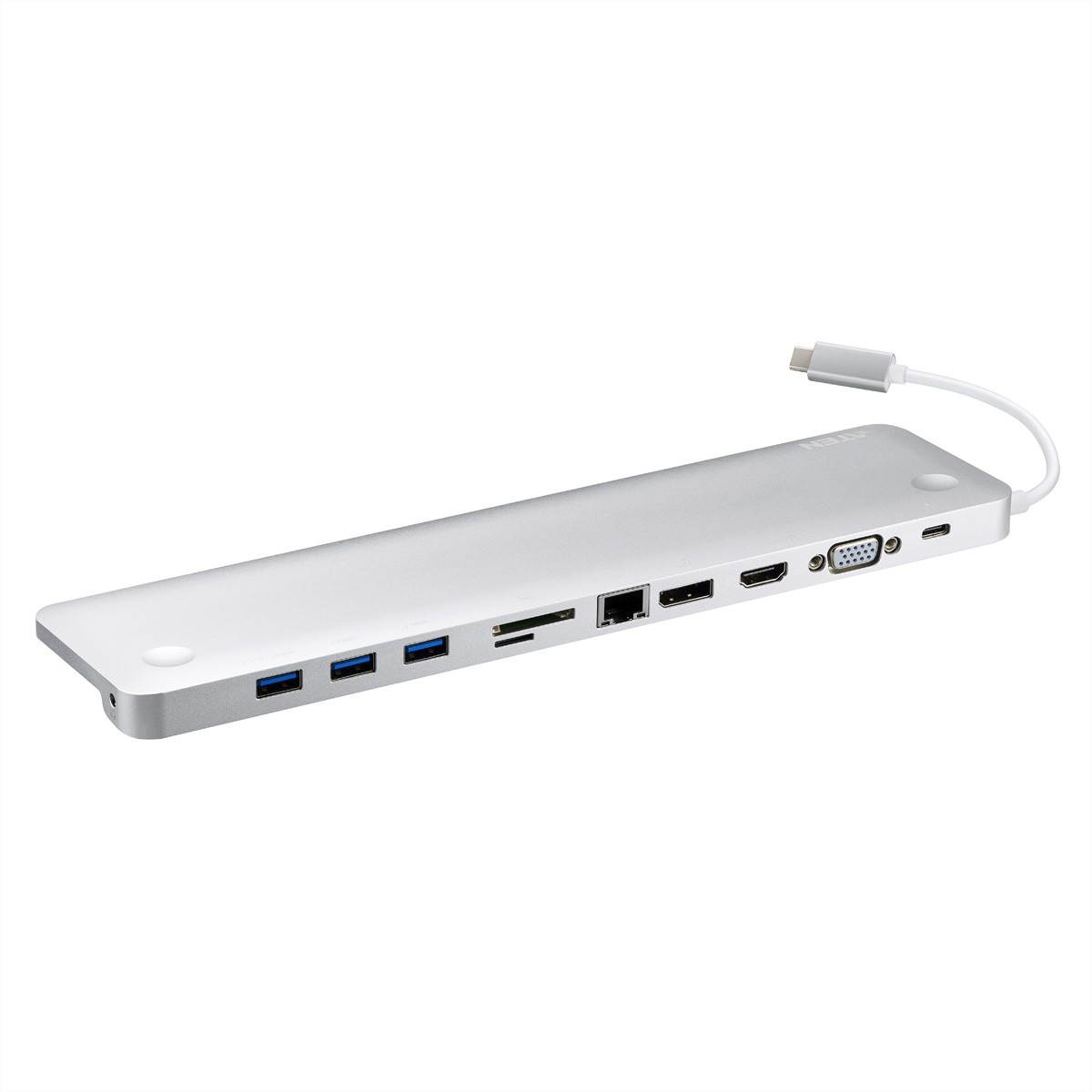 ATEN UH3234 USB-C Multiport mit Dock Passthrough Power Adapter, USB-DisplayPort weiß