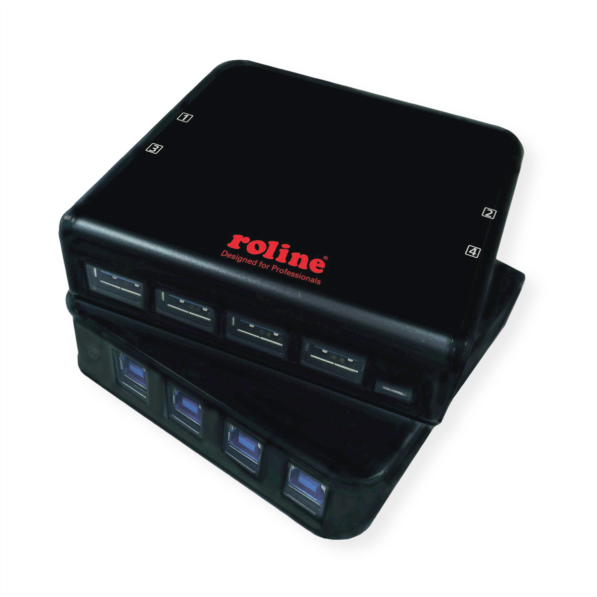 ROLINE USB 3.2 Switch, schwarz 1 4 manuell, PC, Gen Ports, USB Gen Switchbox, 1 4x 3.2