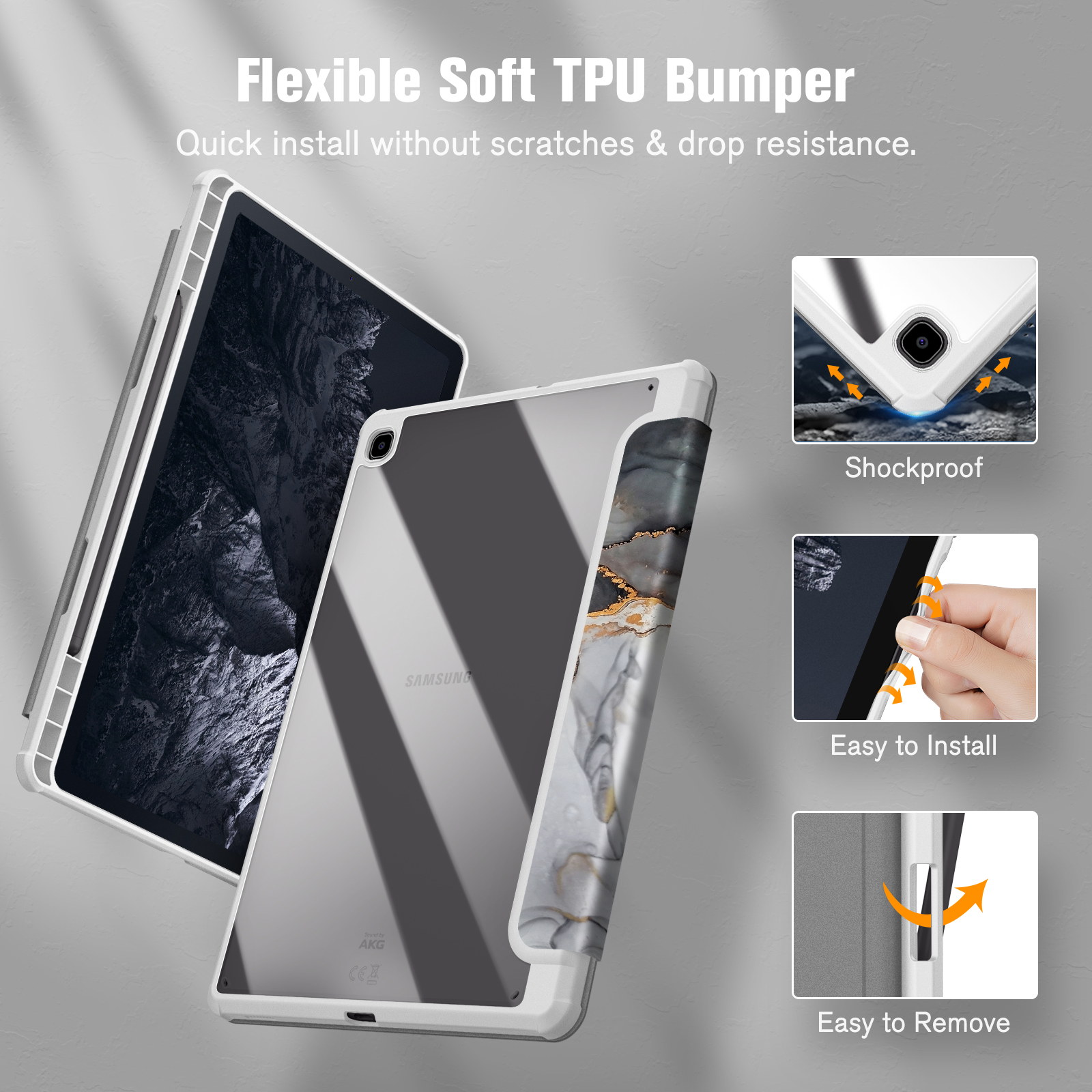 FINTIE Hülle Tablethülle Bookcover Marmor Thermoplastisches Samsung Trübe Polyurethan, für