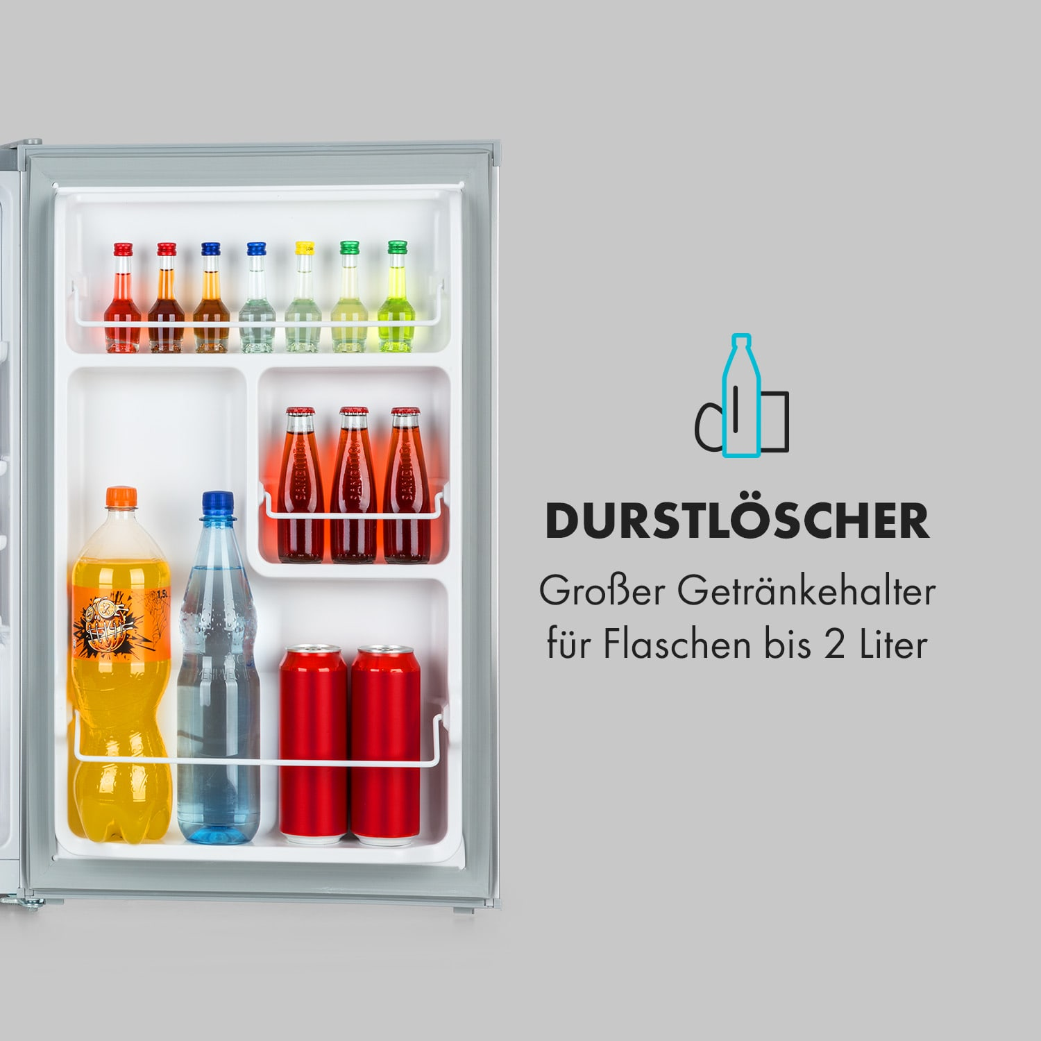 KLARSTEIN Delaware Mini-Kühlschrank (E, 45 cm Silbergrau) hoch