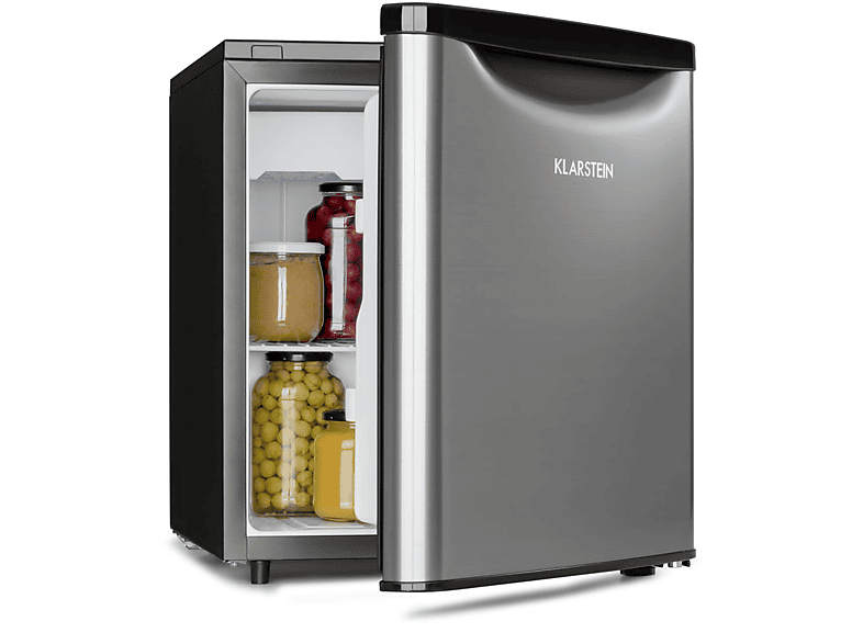 KLARSTEIN Yummy MiniKühlschrank (F, 51 cm hoch, SilberMetallic) MediaMarkt