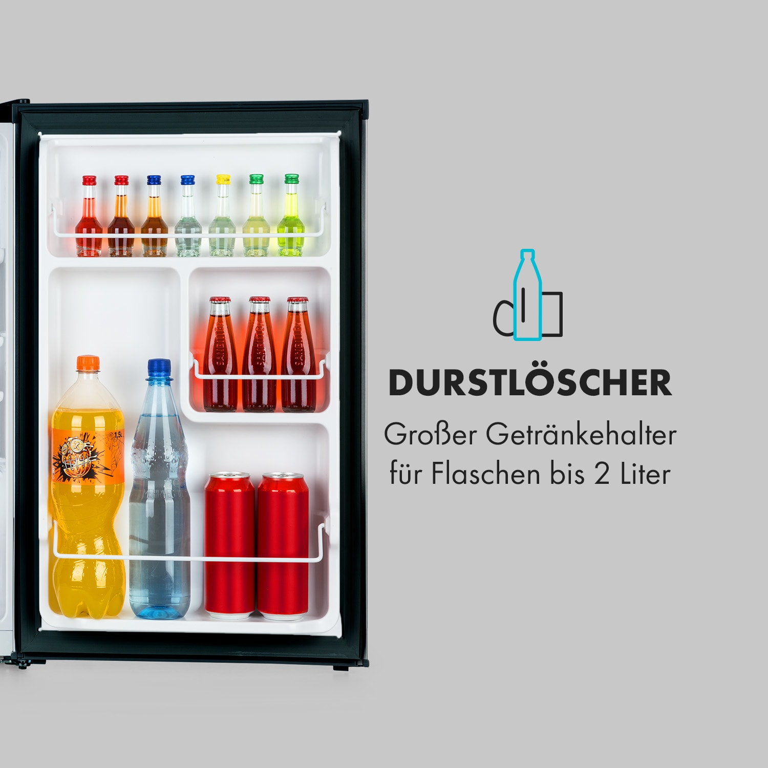 KLARSTEIN Delaware Mini-Kühlschrank hoch, Schwarz) 74 cm (E