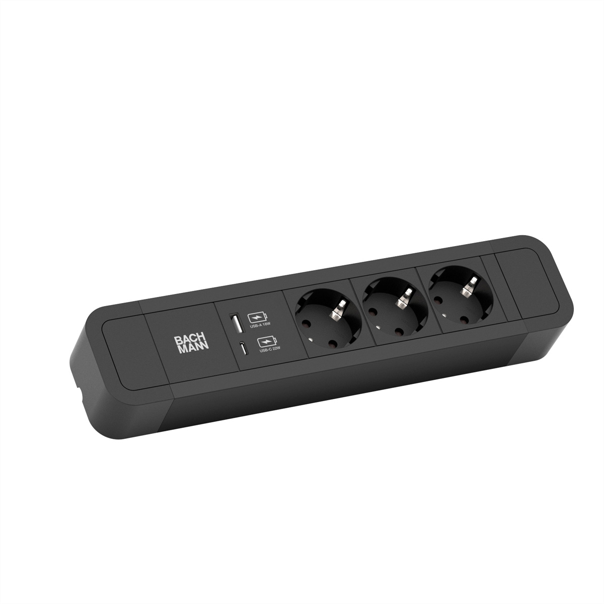 BACHMANN PRIMO2 Steckdosenleiste 3x Schutzkontakt, Aluminium, A&C Charger USB Steckdosenleiste