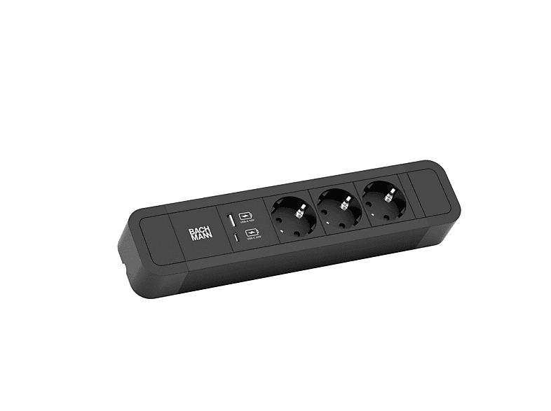 BACHMANN PRIMO2 Steckdosenleiste 3x Schutzkontakt, Aluminium, USB Charger A&C Steckdosenleiste
