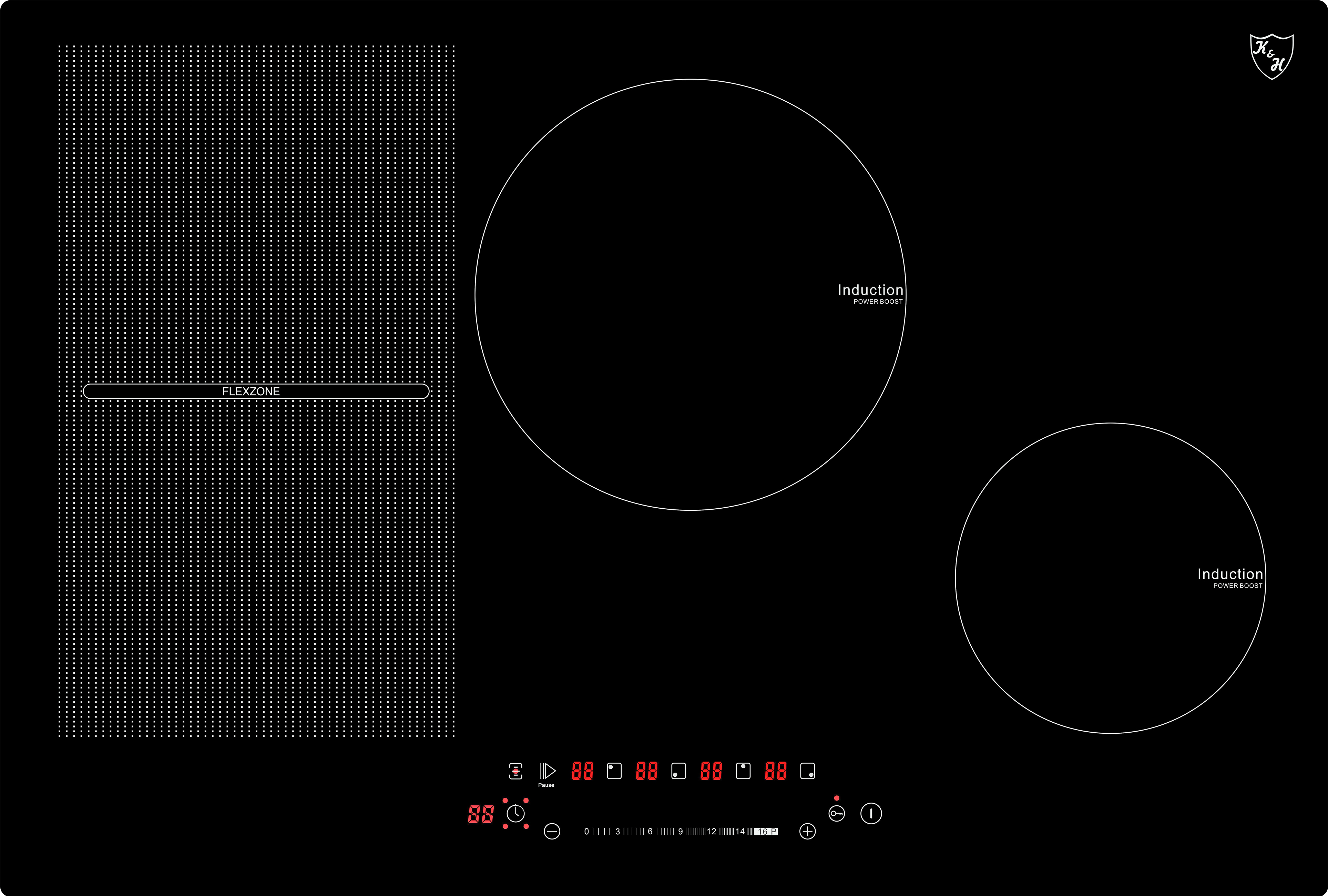 K&H 4 Zonen 77cm FLEX 77-IN-6800FLX Autark Induktionskochfeld Control 4 Induktionskochfeld breit, SLIDER Kochfelder) (770 Eingebaut mm