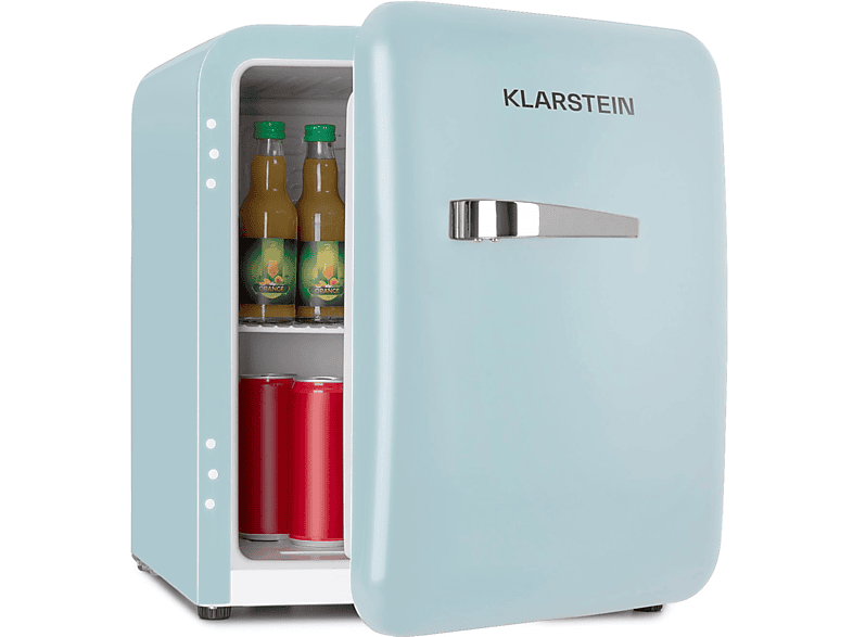 KLARSTEIN Audrey Mini Kühlschrank (F, 50 cm hoch, Pastellblau) MediaMarkt