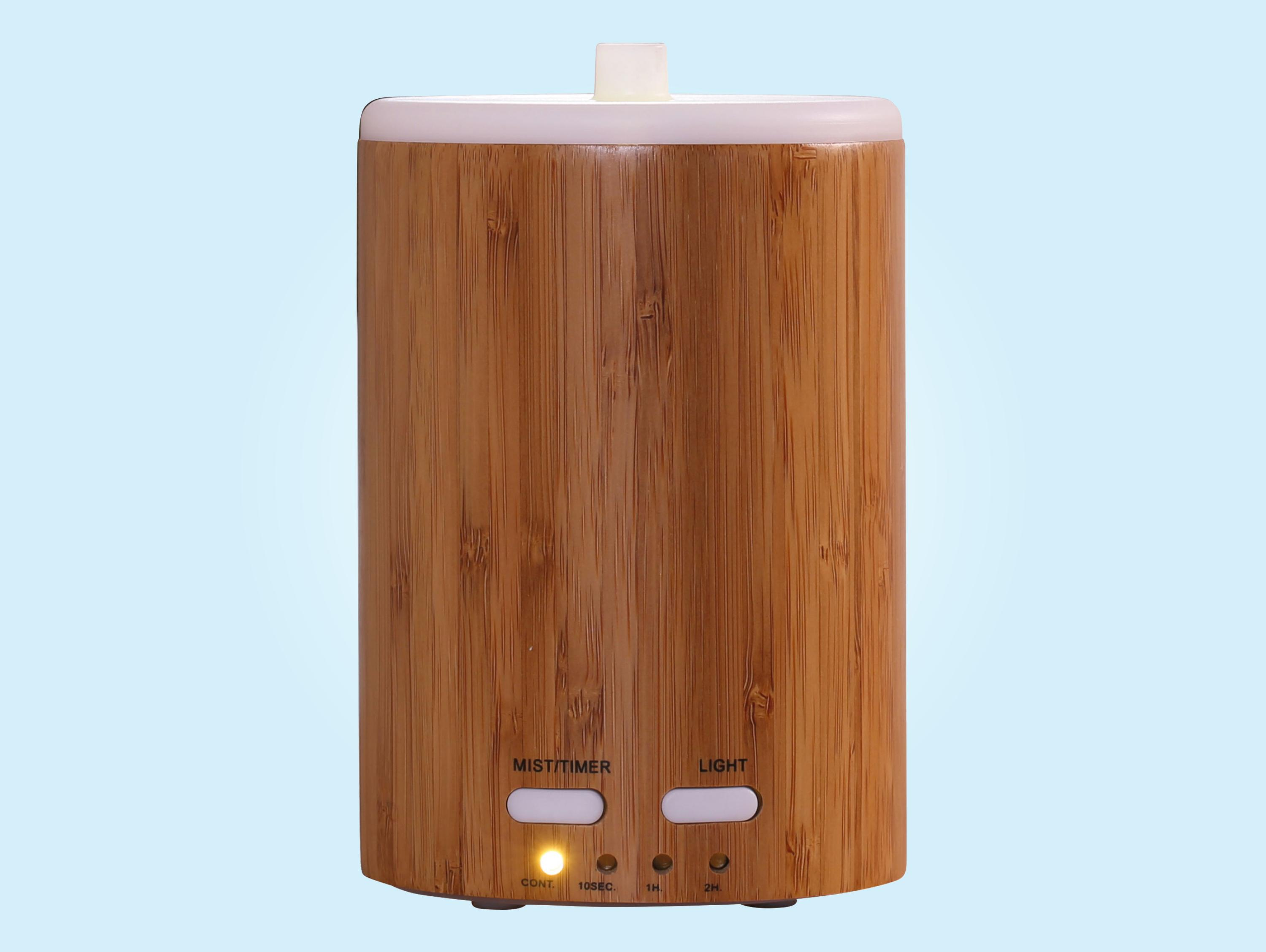 PURLINE Bambus-Ultraschall-Aroma-Diffusor 12W mit LED-Lichtwähler 15 (12 Diffuser Raumgröße: m²) Watt, Aroma Braun