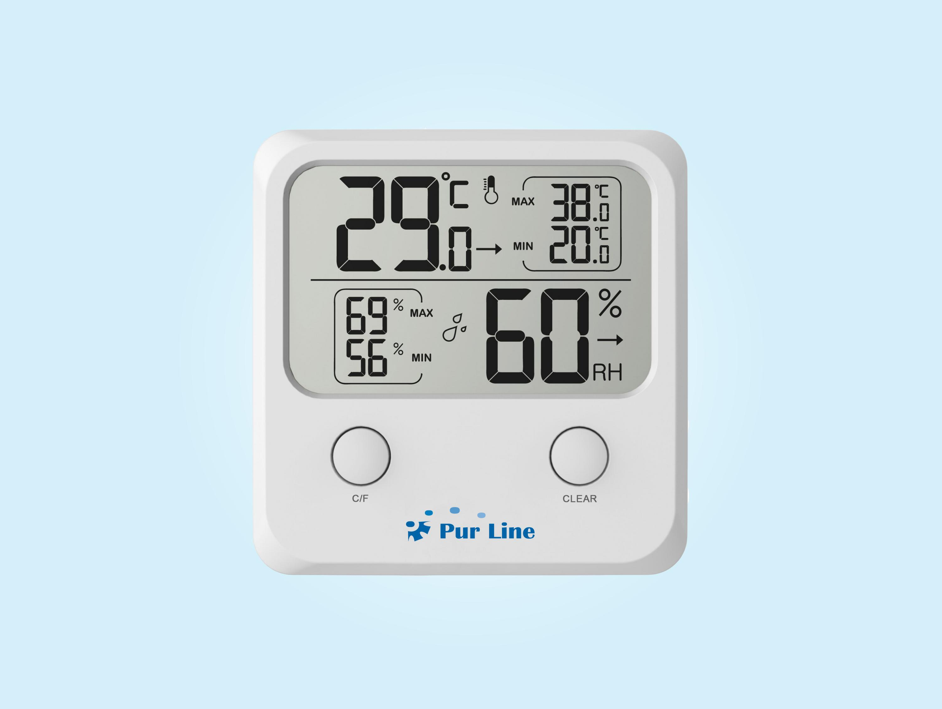 Temperatur- mit Wetterstation PURLINE und Luftfeuchtigkeitsanzeige Drahtlose Indoor-Wetterstation