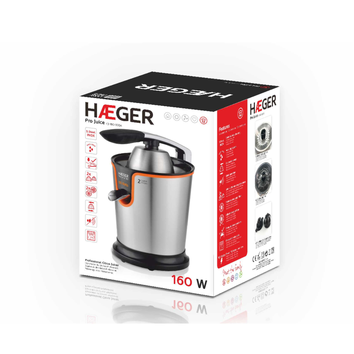 HAEGER Haeger Pro Juice Zitruspresse Watt, Silber 160