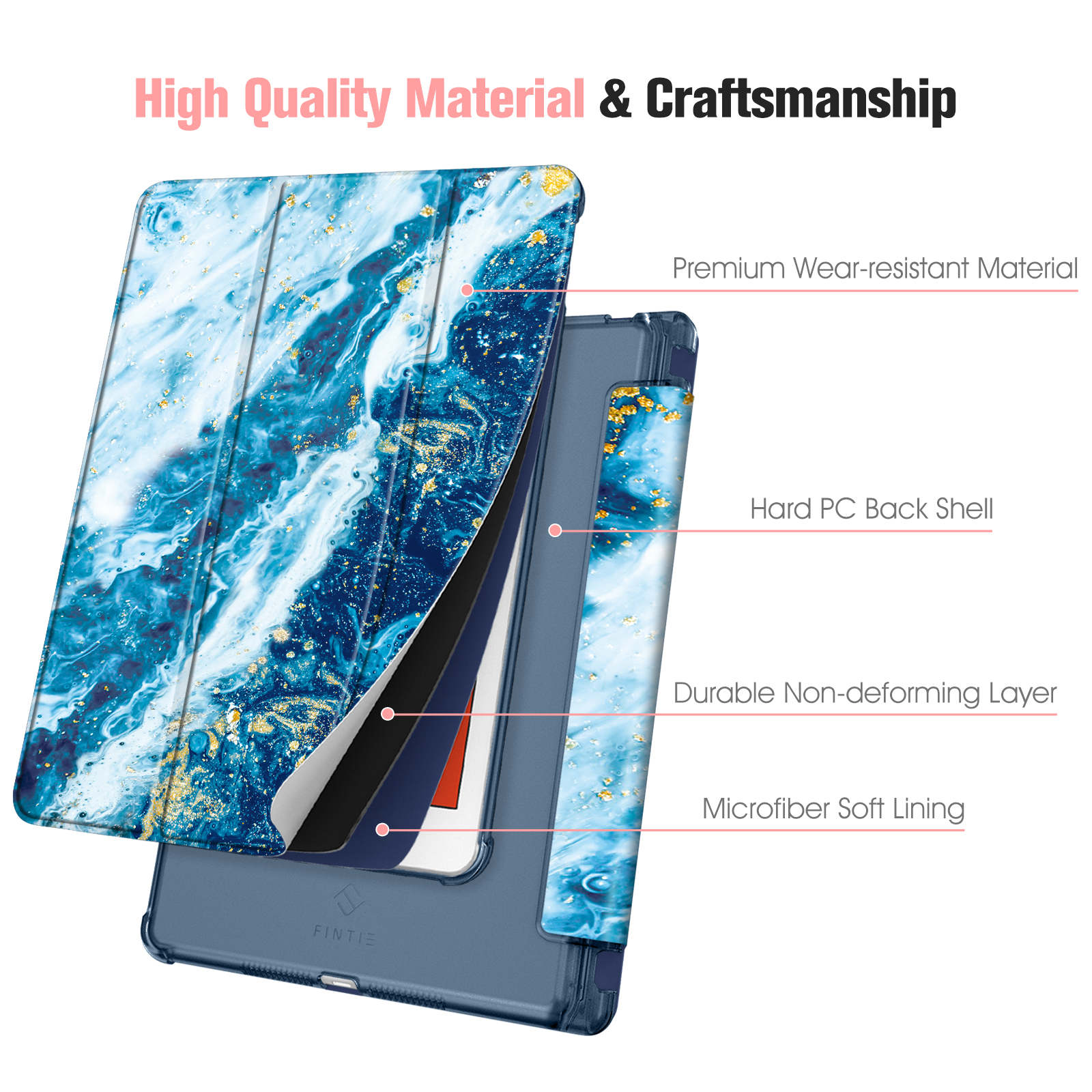 FINTIE Hülle Tablethülle Bookcover für Meeresblau Kunststoff, Apple Kunstleder