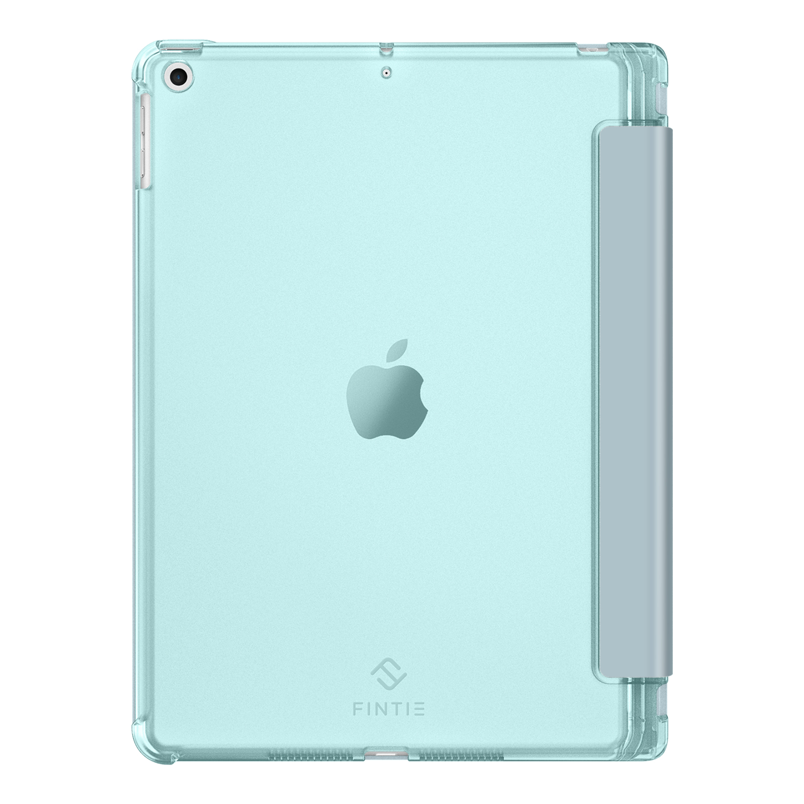 Ein Smartphone in einer transparenten Hülle in einem Folio-Case liegt auf weißem Untergrund.