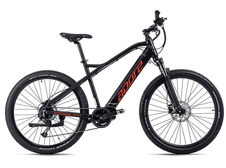 ADORE Xpose Mountainbike (Laufradgröße: 27,5 Zoll, Rahmenhöhe: 51 cm, Herren-Rad, 504 Wh, Schwarz) | Herren E-Bikes