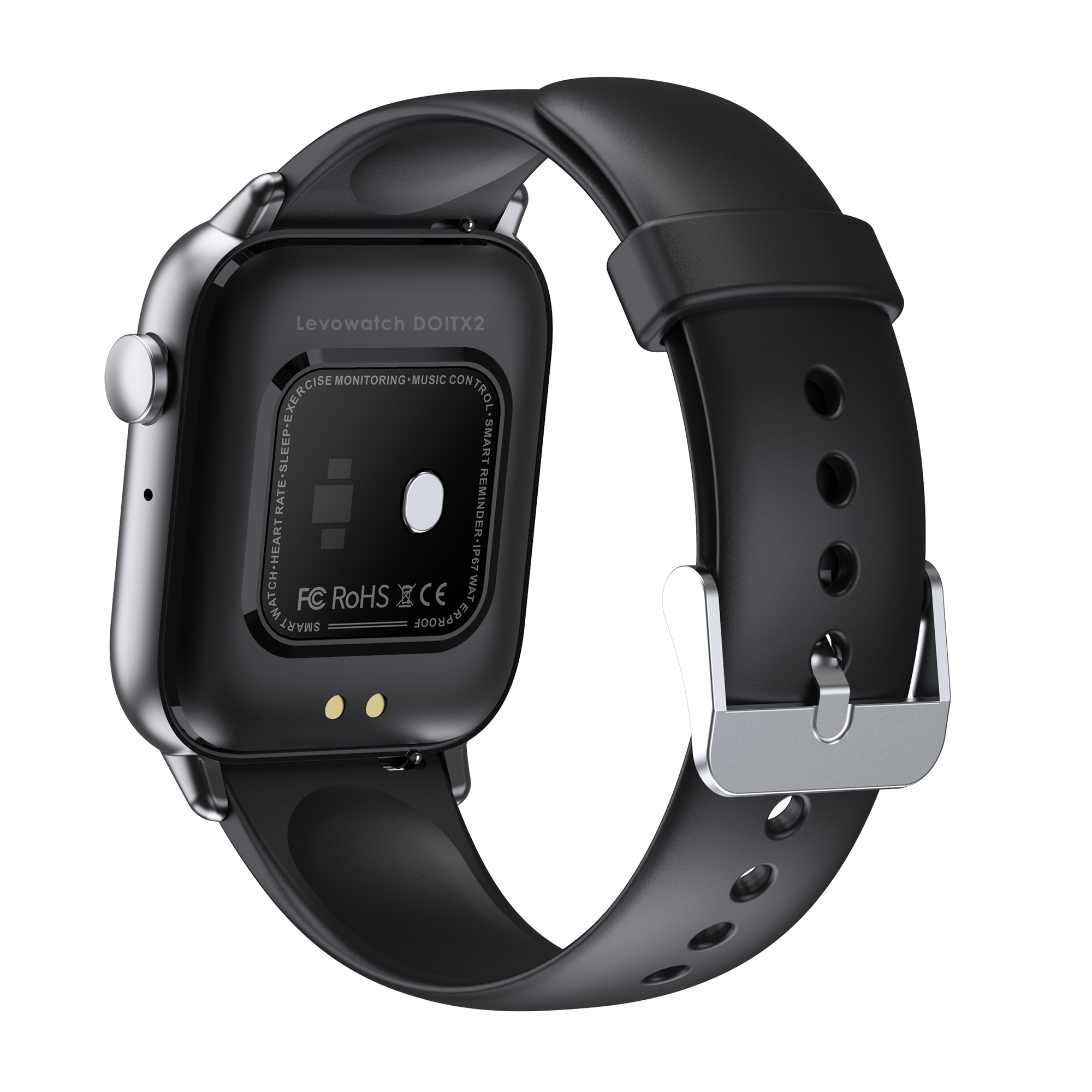 LEVOWATCH DOITX2 - Silikon, & Thermo Schwarz Tel Smartwatch Aluminium