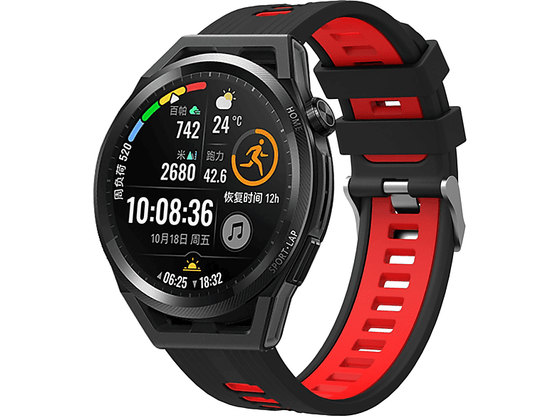 KÖNIG DESIGN 2 Schwarz Ersatzband, Sportarmband, Rot Watch Huawei, 46mm, GT