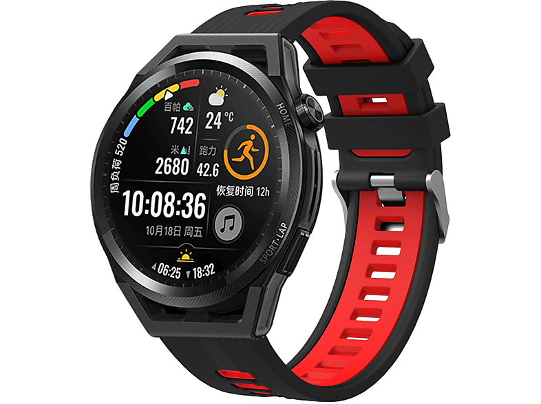 KÖNIG DESIGN Sportarmband, Ersatzband, Huawei, Watch GT 2 46mm, Schwarz Rot