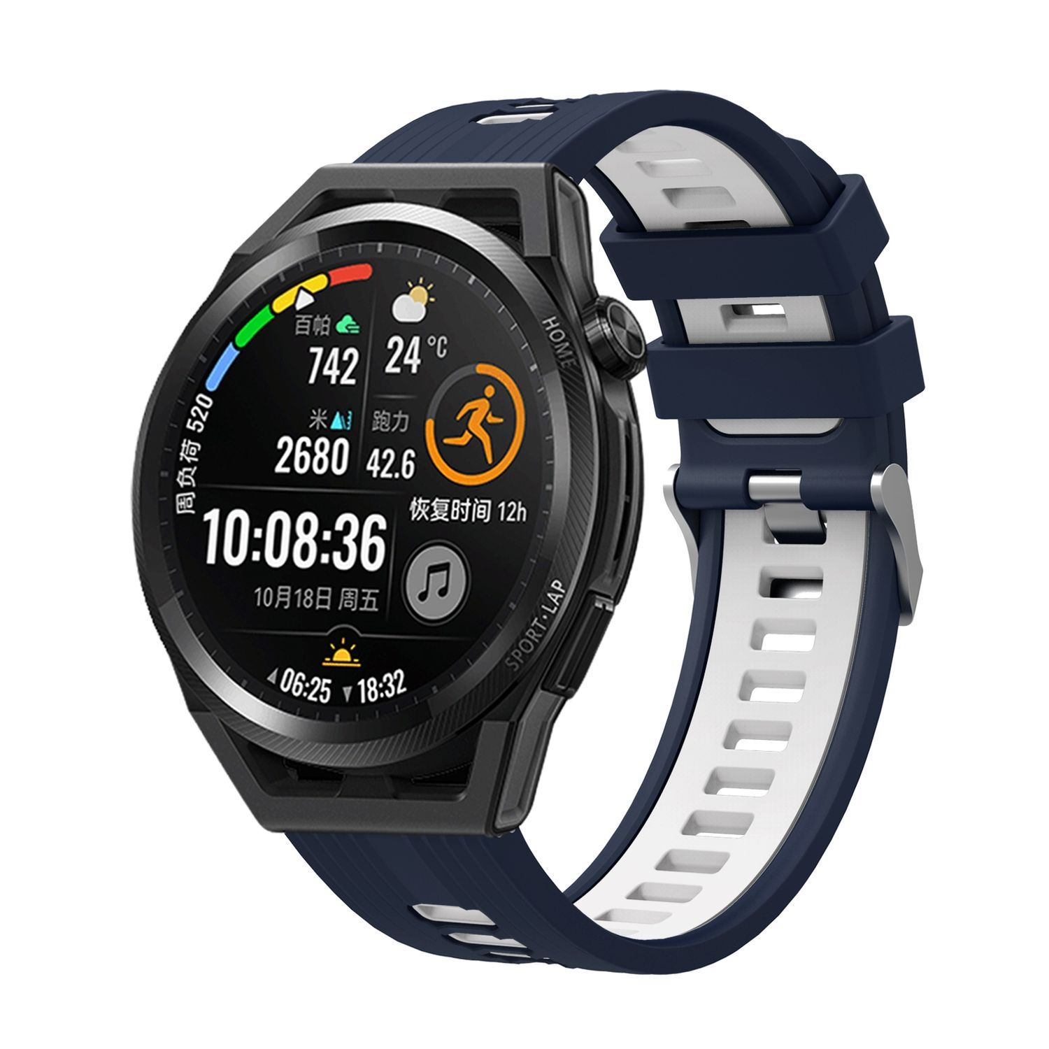 KÖNIG DESIGN Sportarmband, GT Huawei, Blau Weiß 2 Watch 46mm, Ersatzband