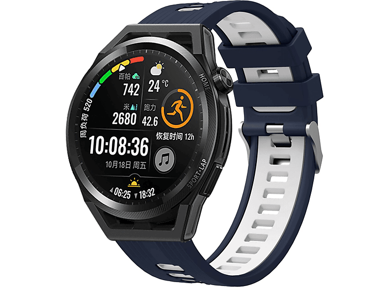 KÖNIG DESIGN Sportarmband, Huawei, GT Weiß 46mm, 2 Watch Blau Ersatzband