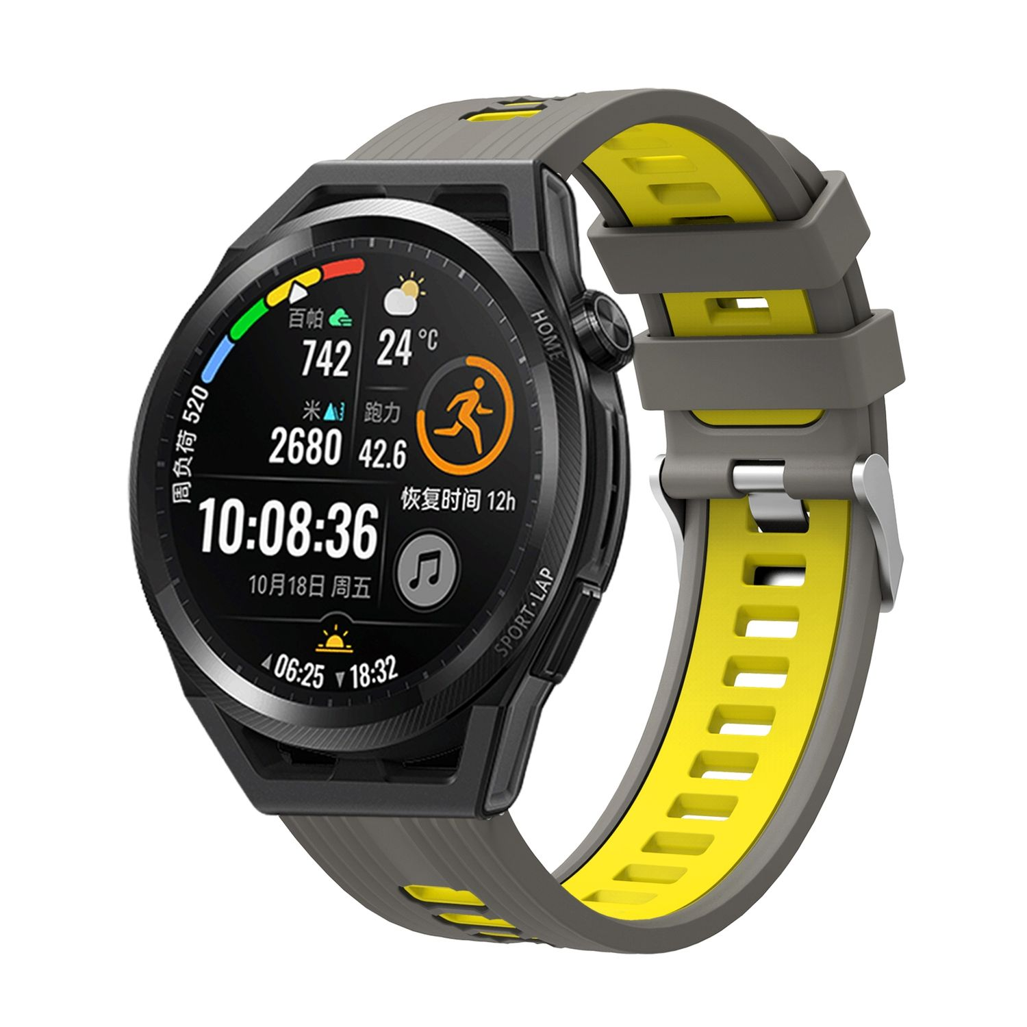 KÖNIG DESIGN Sportarmband, Ersatzband, Huawei, 42mm, GT 3 gelb Watch Graues