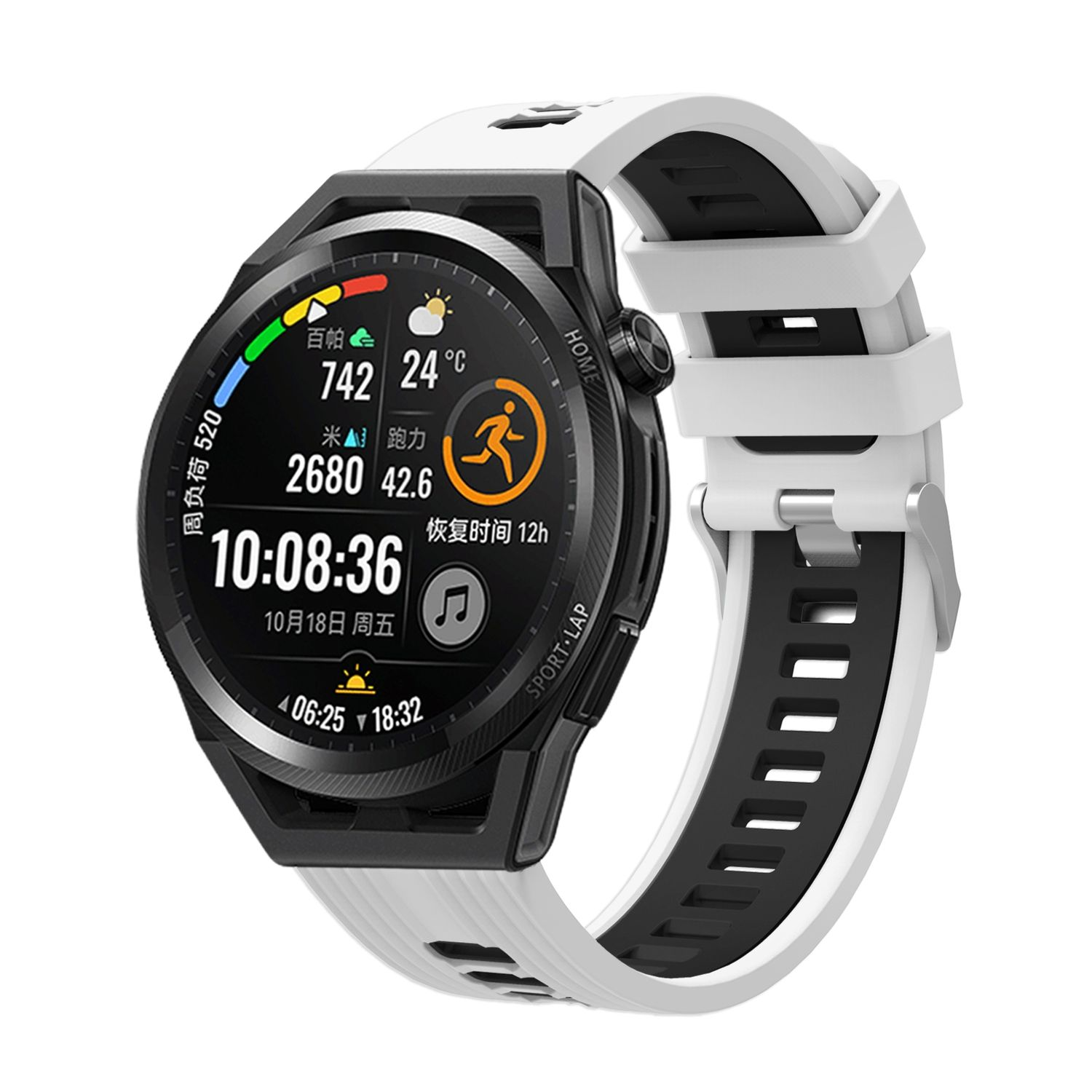 Ersatzband, Schwarz Weiß GT Watch 2 DESIGN Huawei, KÖNIG Sportarmband, 46mm,