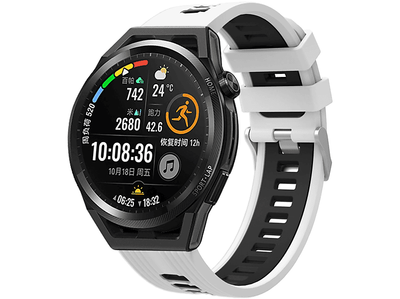 KÖNIG DESIGN Sportarmband, Ersatzband, Huawei, 46mm, Weiß Schwarz 2 GT Watch