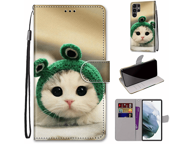 KÖNIG DESIGN Galaxy Book Froschkätzchen Bookcover, Case, Ultra Samsung, S22 5G