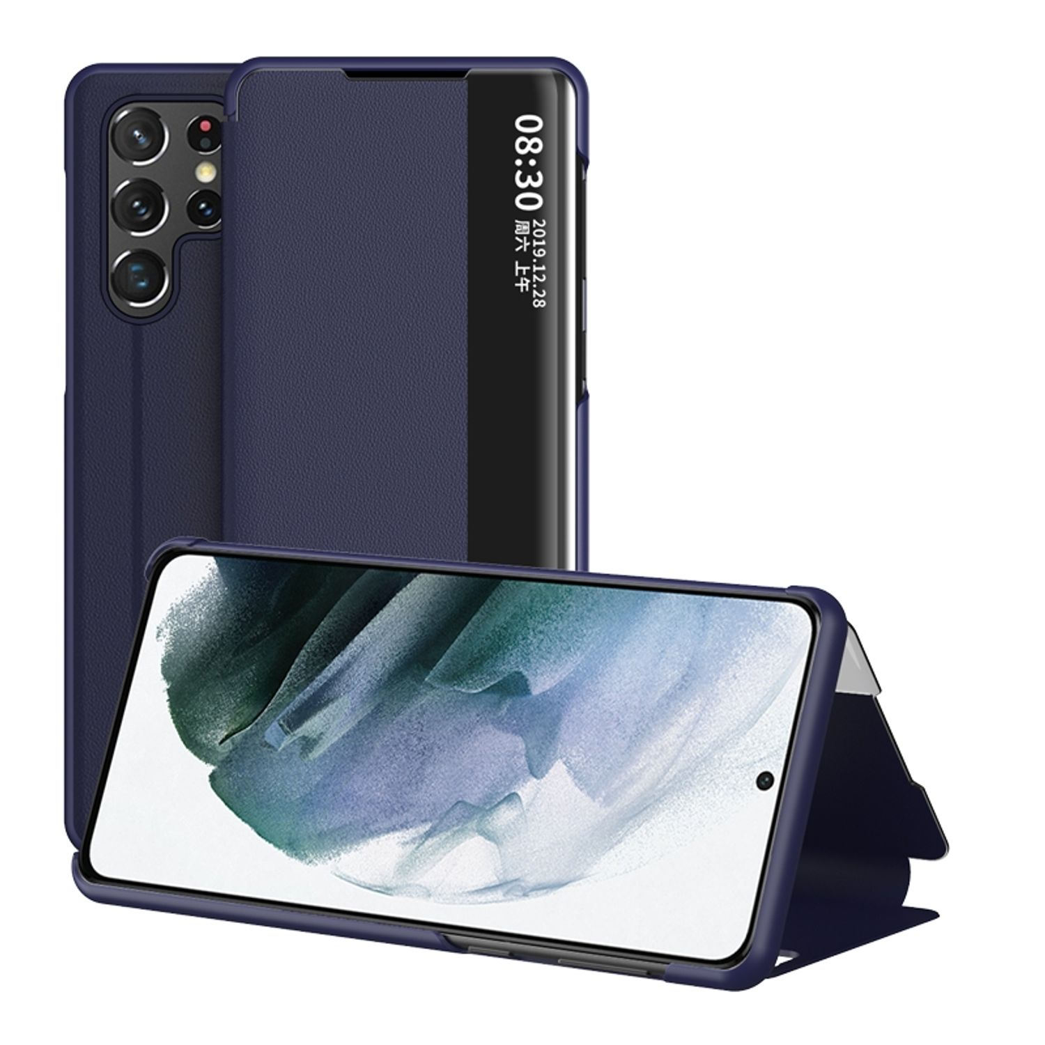 Galaxy Case, Book Bookcover, S22 DESIGN Samsung, Ultra KÖNIG 5G, Blau