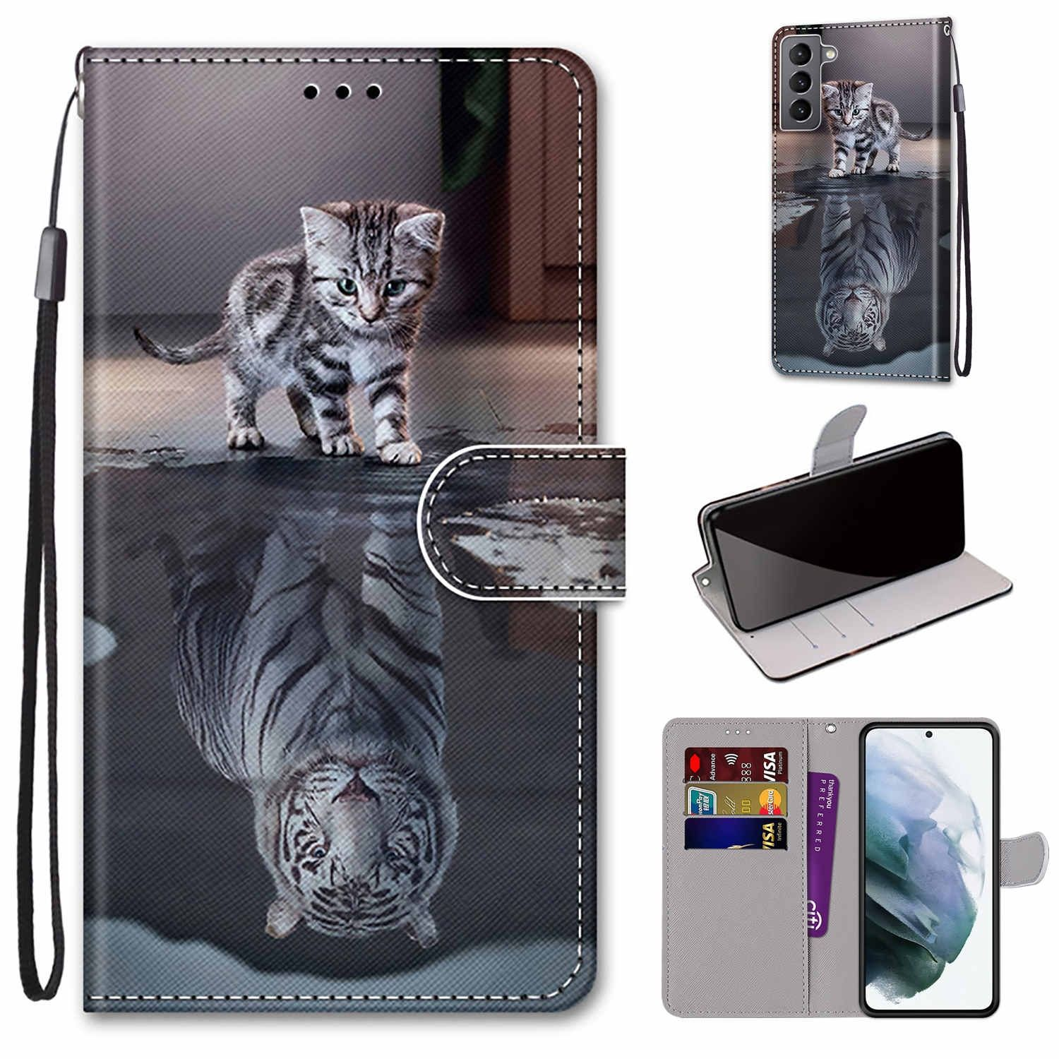 KÖNIG DESIGN Bookcover, Tiger zum Case, Book wird Samsung, Galaxy S22 5G, Katze