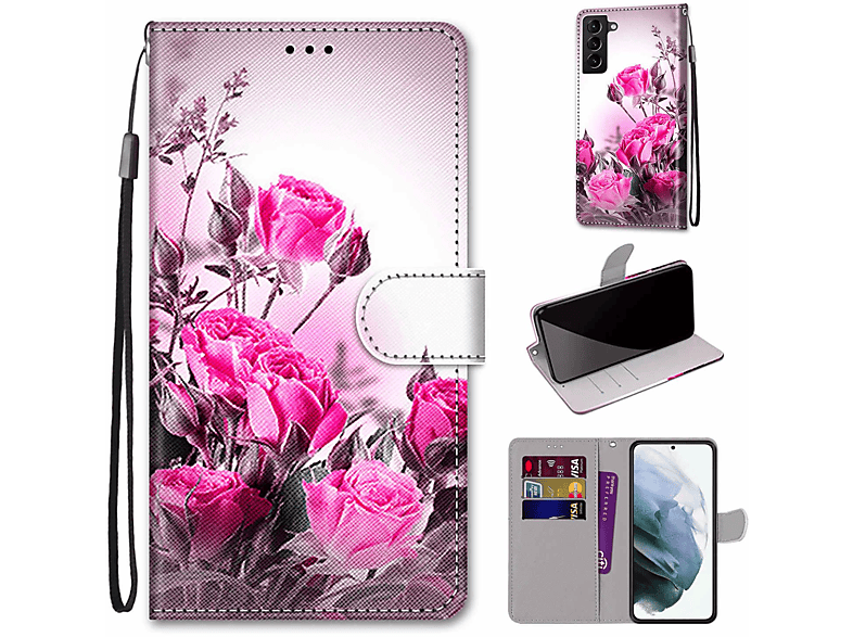 KÖNIG DESIGN Book Case, Bookcover, Samsung, Galaxy S22 Plus 5G, Wilde Rose