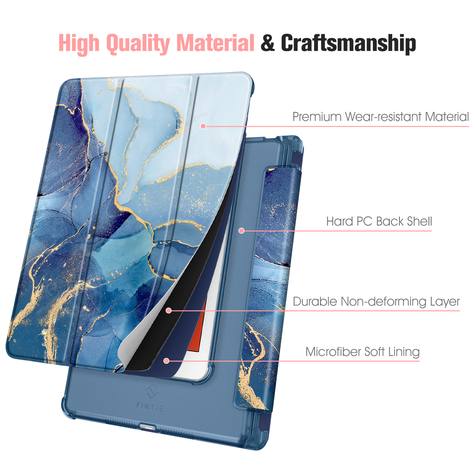 FINTIE Hülle Tablethülle Bookcover für Kunststoff, Marmor Ozean Apple Kunstleder