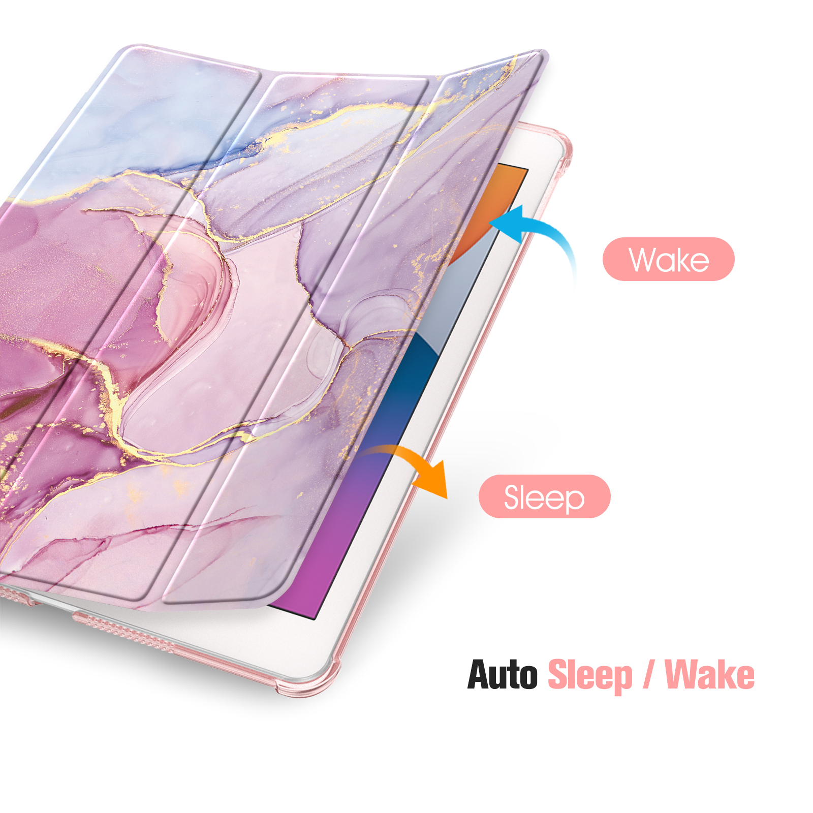 FINTIE Hülle Tablethülle Marmor Kunstleder, Kunststoff, für Bookcover Apple Rosa