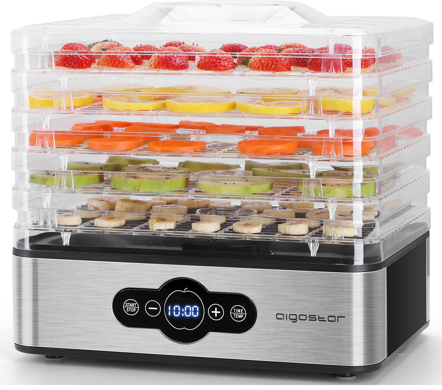 Aigostar Crispy Deshidratador alimentos 5 bandejas plata 240w pantalla lcd sin