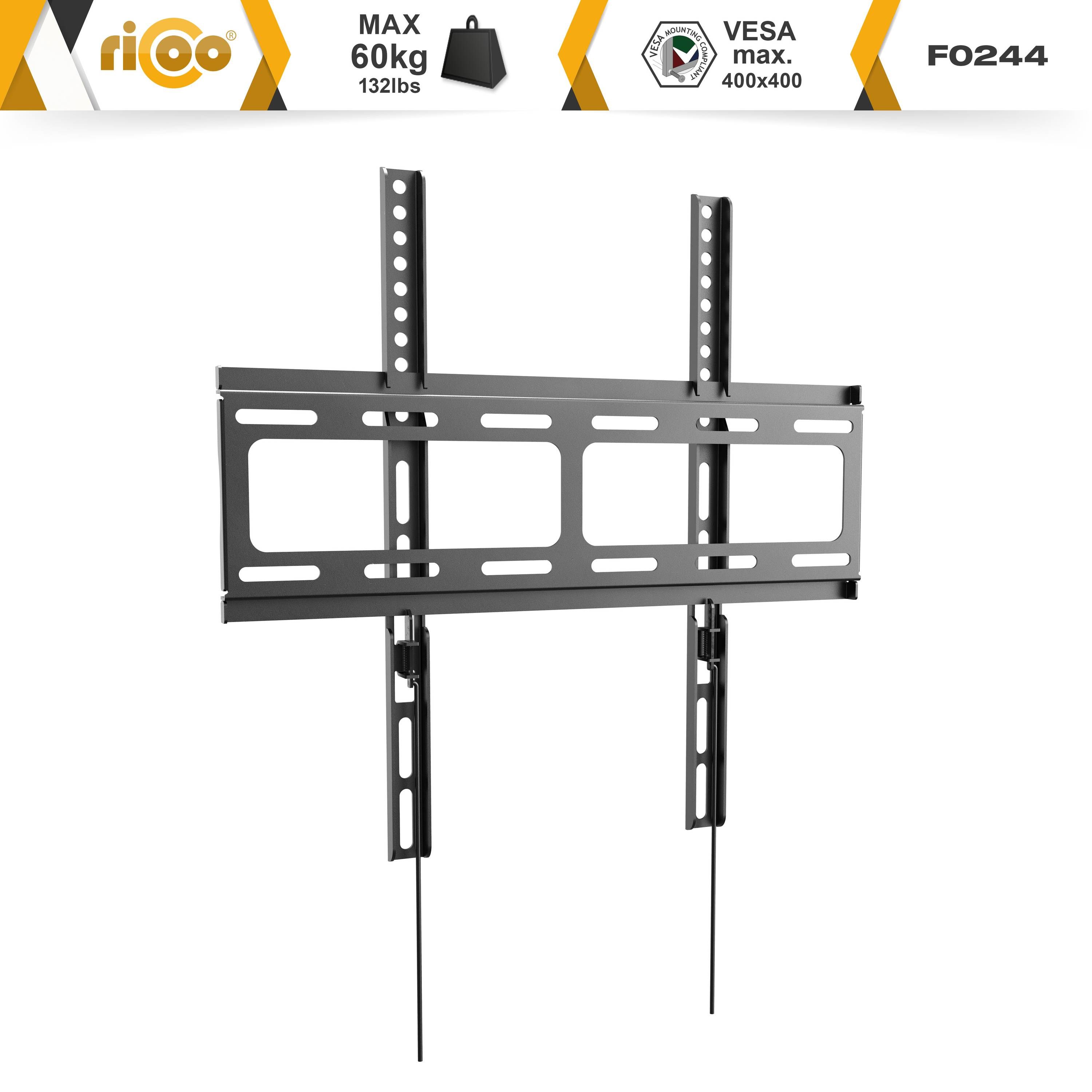 RICOO F0244 flach auch für Wand x Fernseher Schwarz 400 TV Halterung universal bis Wandhalterung, VESA 400 curved