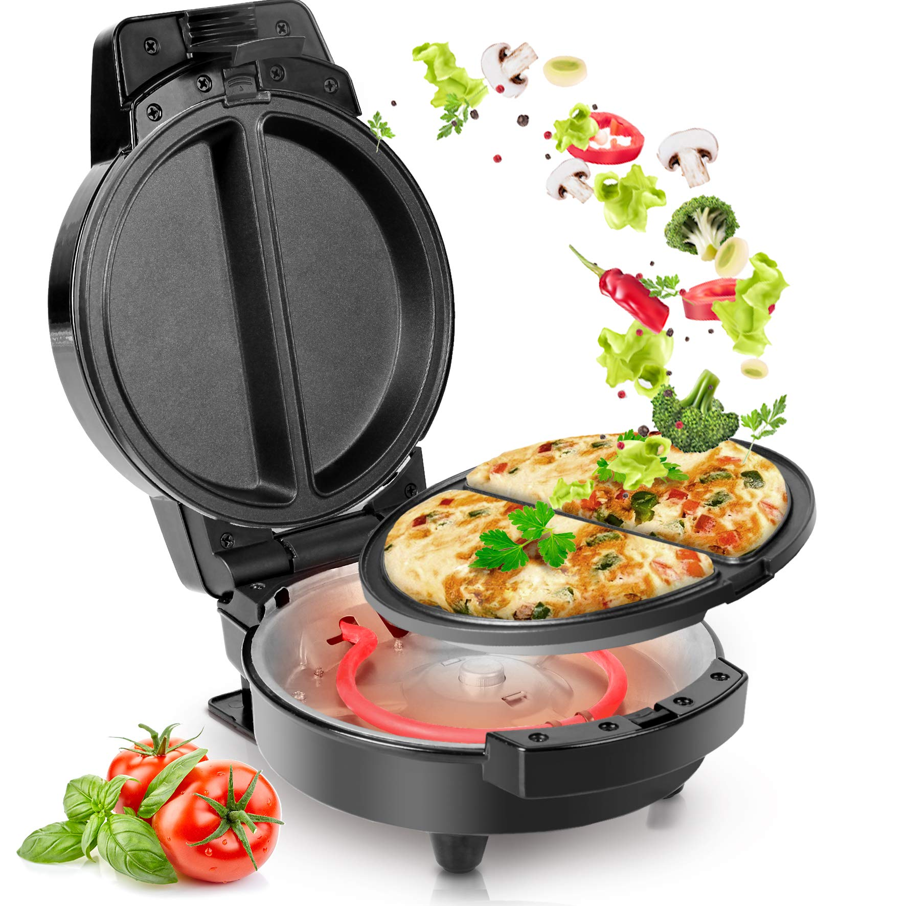 Duronic Om60 Placa para tortillas francesas 600w 2 a la vez y de extraibles patas fijas seg hacer pizzas om60duronic negro forma dos removibles ideal cocinar