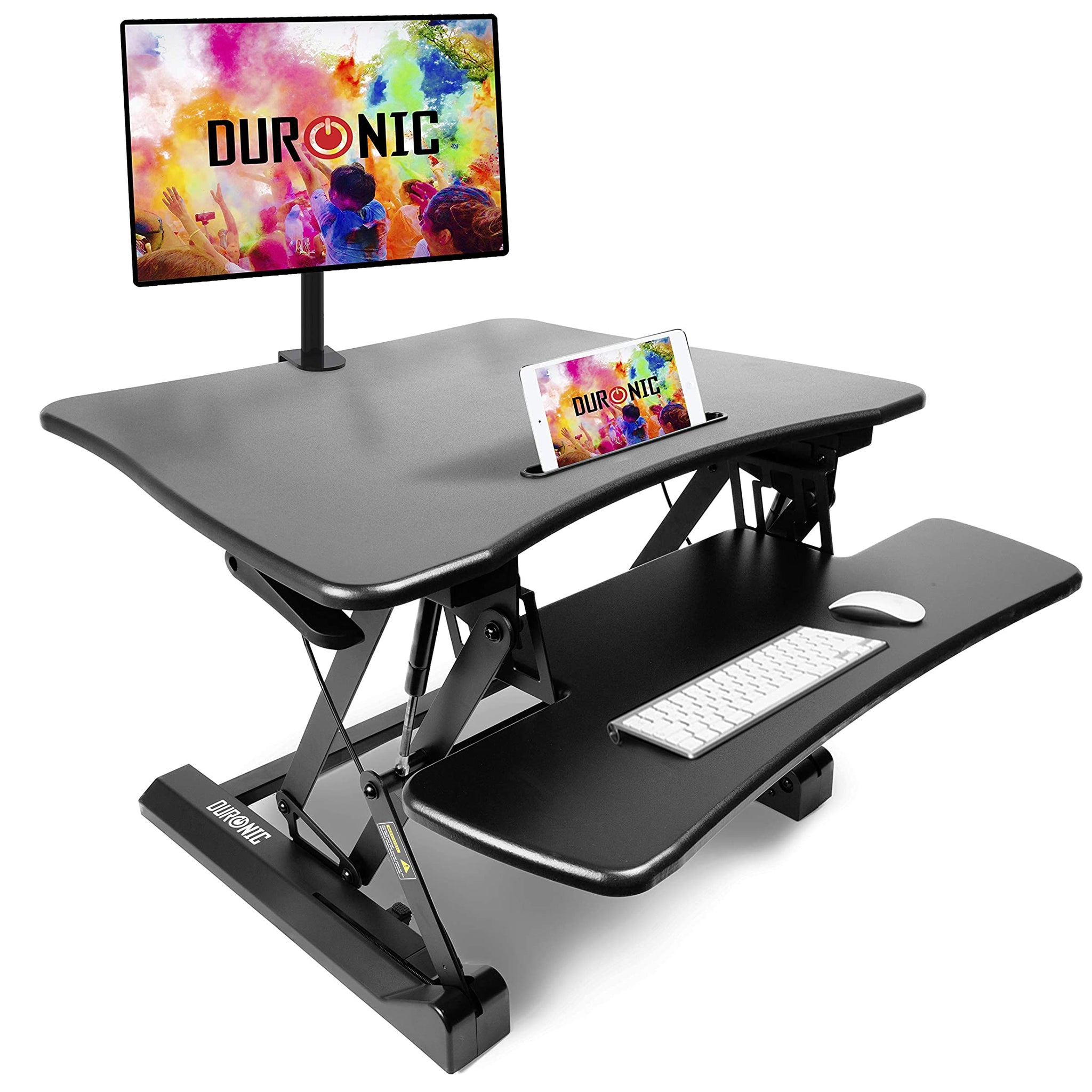 Soporte para monitor - DM05D3 BK DURONIC, Escritorio Standing Desk para Monitor con Altura Ajustable de 14.5 a 50 cm