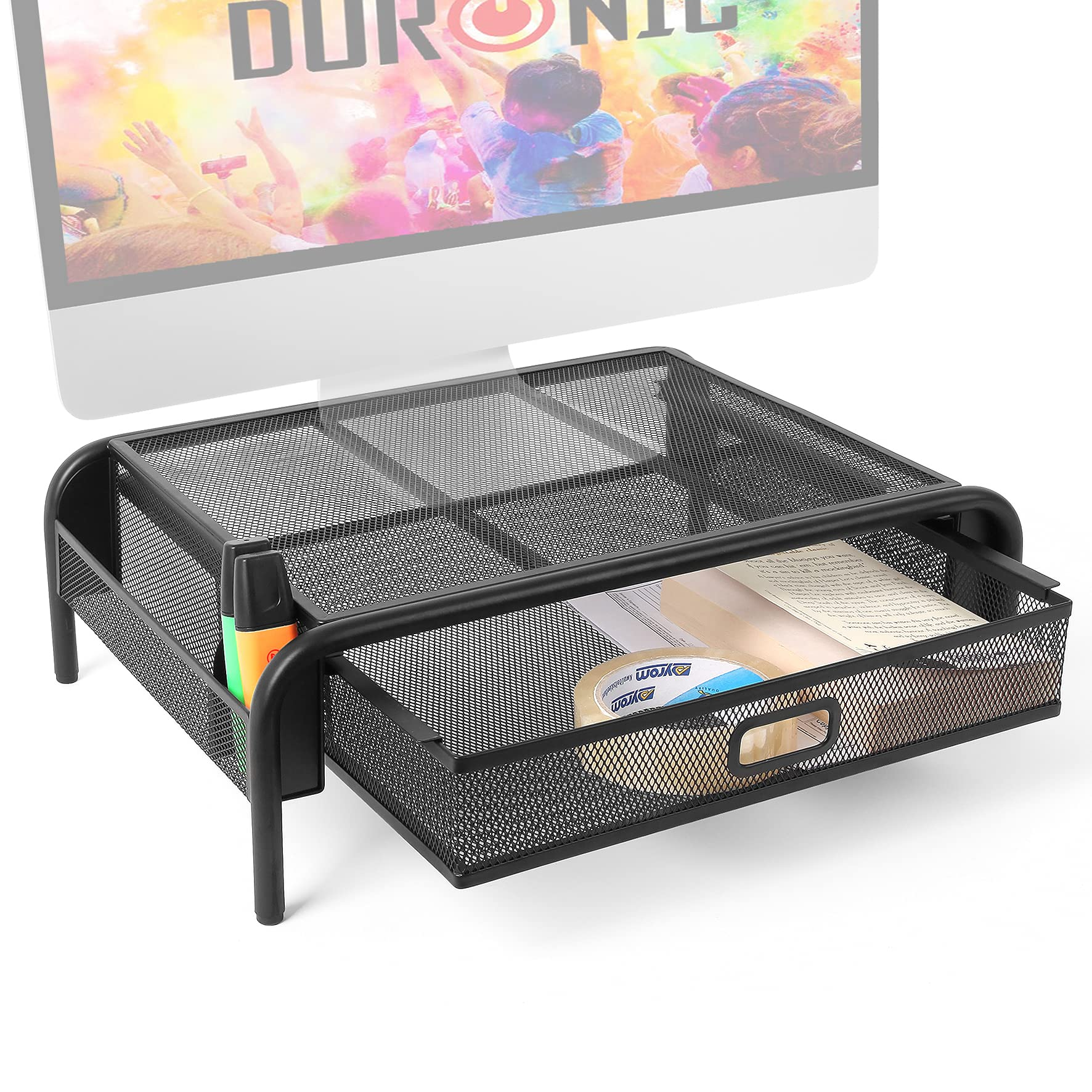 Duronic Dm072 Elevador para pantalla ordenador televisor con – 33x29.5 cm soporta hasta 10kg metal espacio organizado dm072sfp objetos33x29.5 10kgsoporte