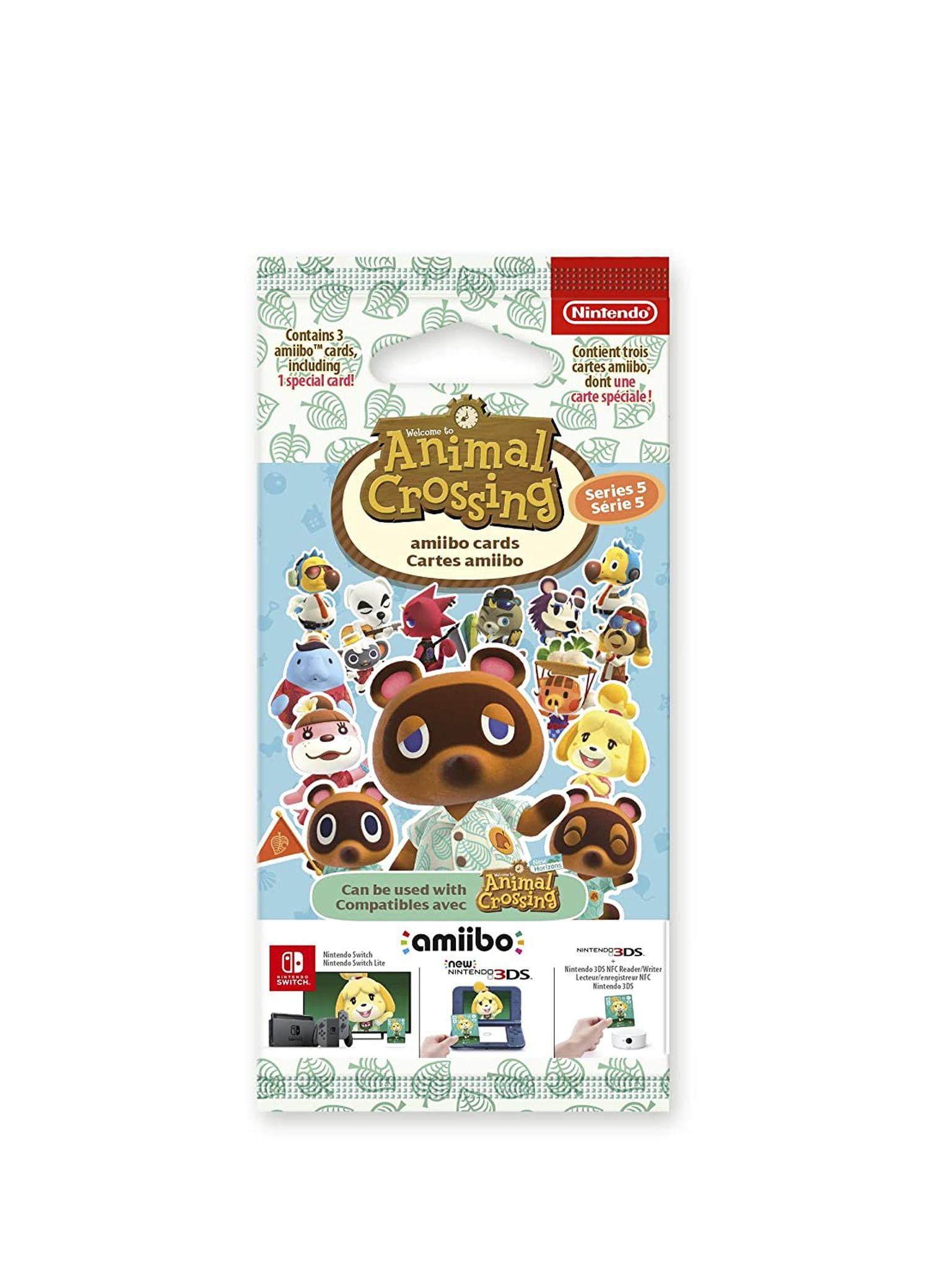 Animal Crossing amiibo Kartenpackung mit Tom Nook und anderen Charakteren.