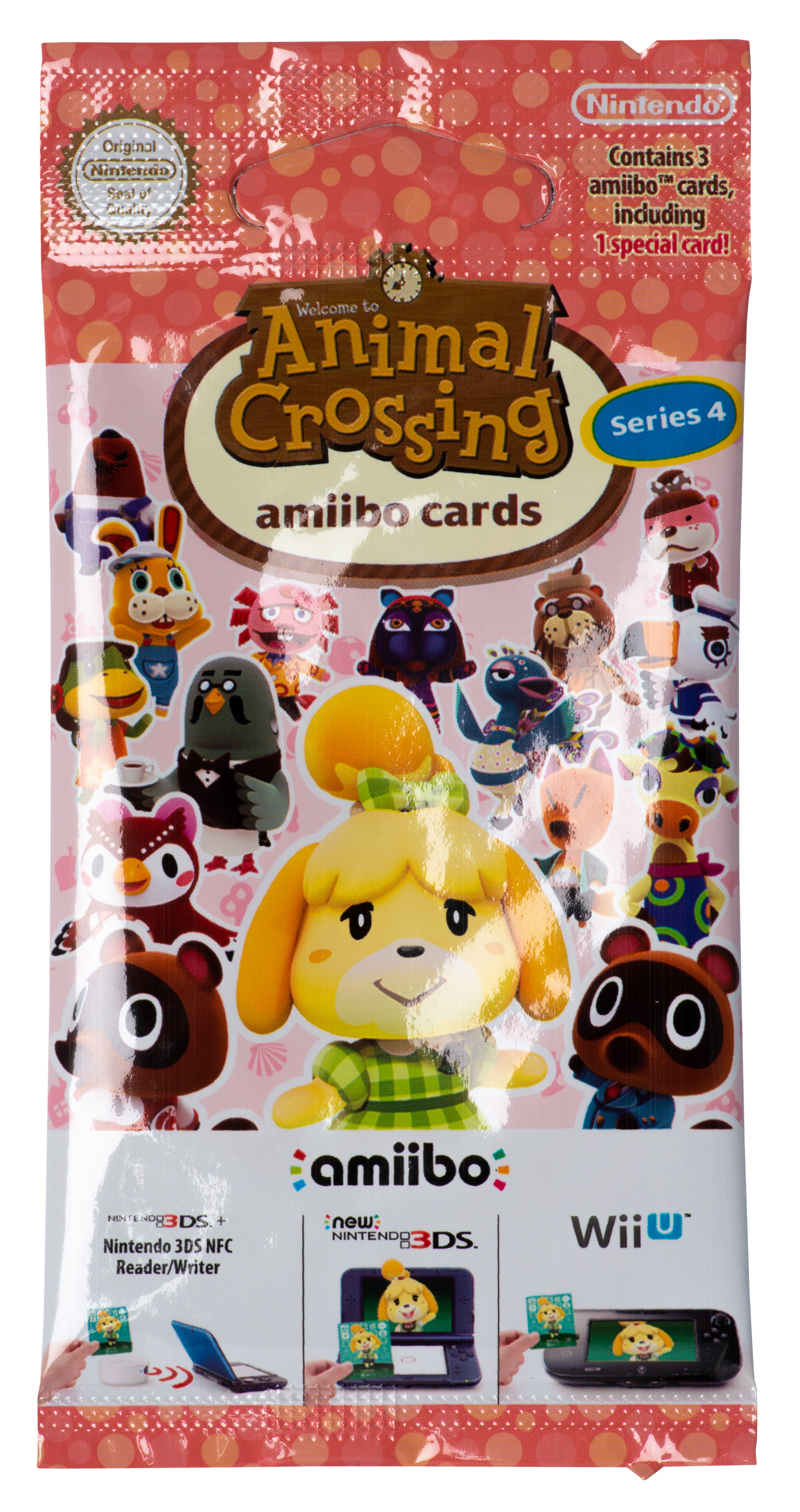 Animal Crossing amiibo Kartenpackung, mit Charakteren mit Nintendo- und Wii U-Logos.