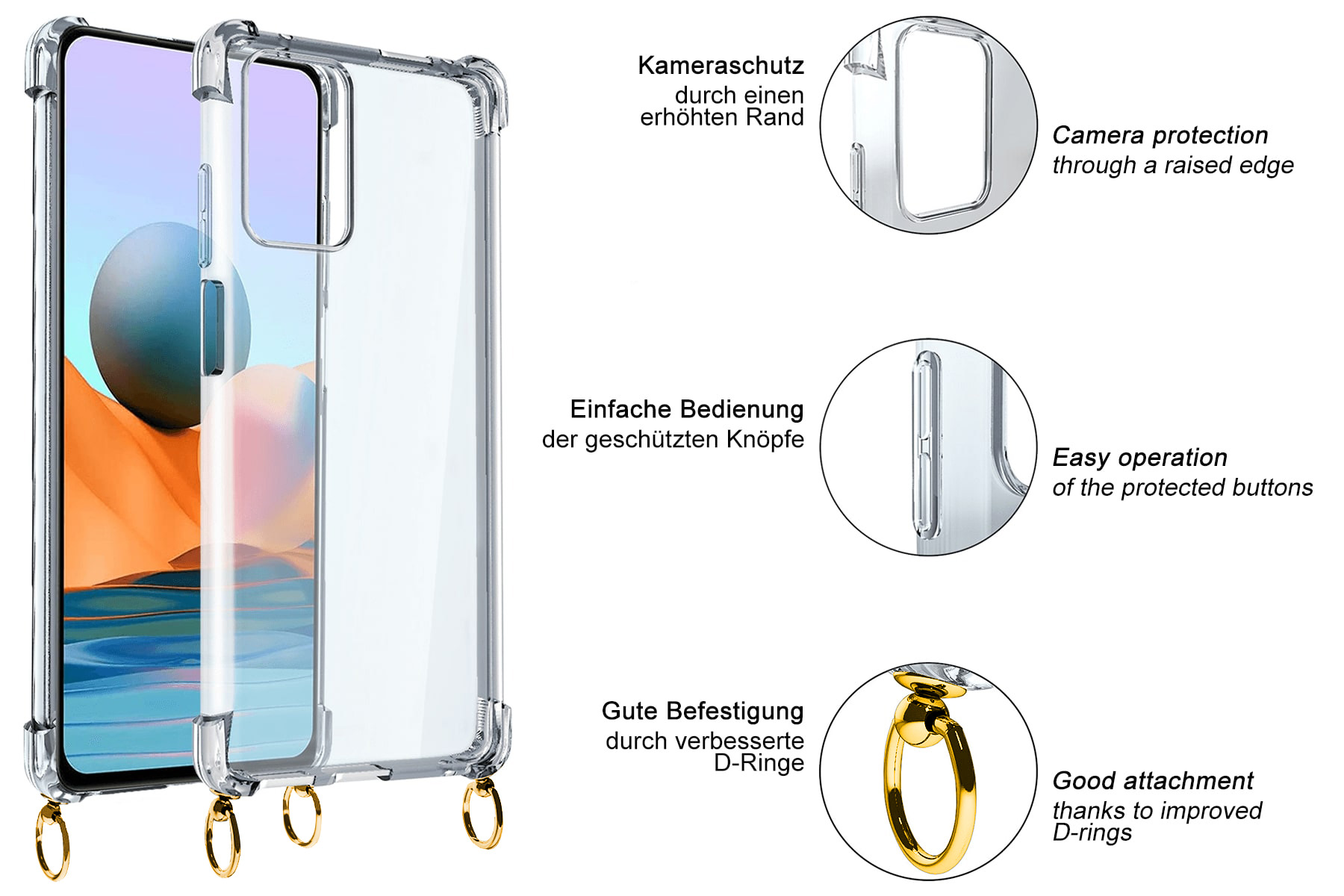 Xiaomi, Kette Pro MTB ENERGY MORE M4 mit Metallkette, Umhänge-Hülle (gold) Backcover, 4G, Poco