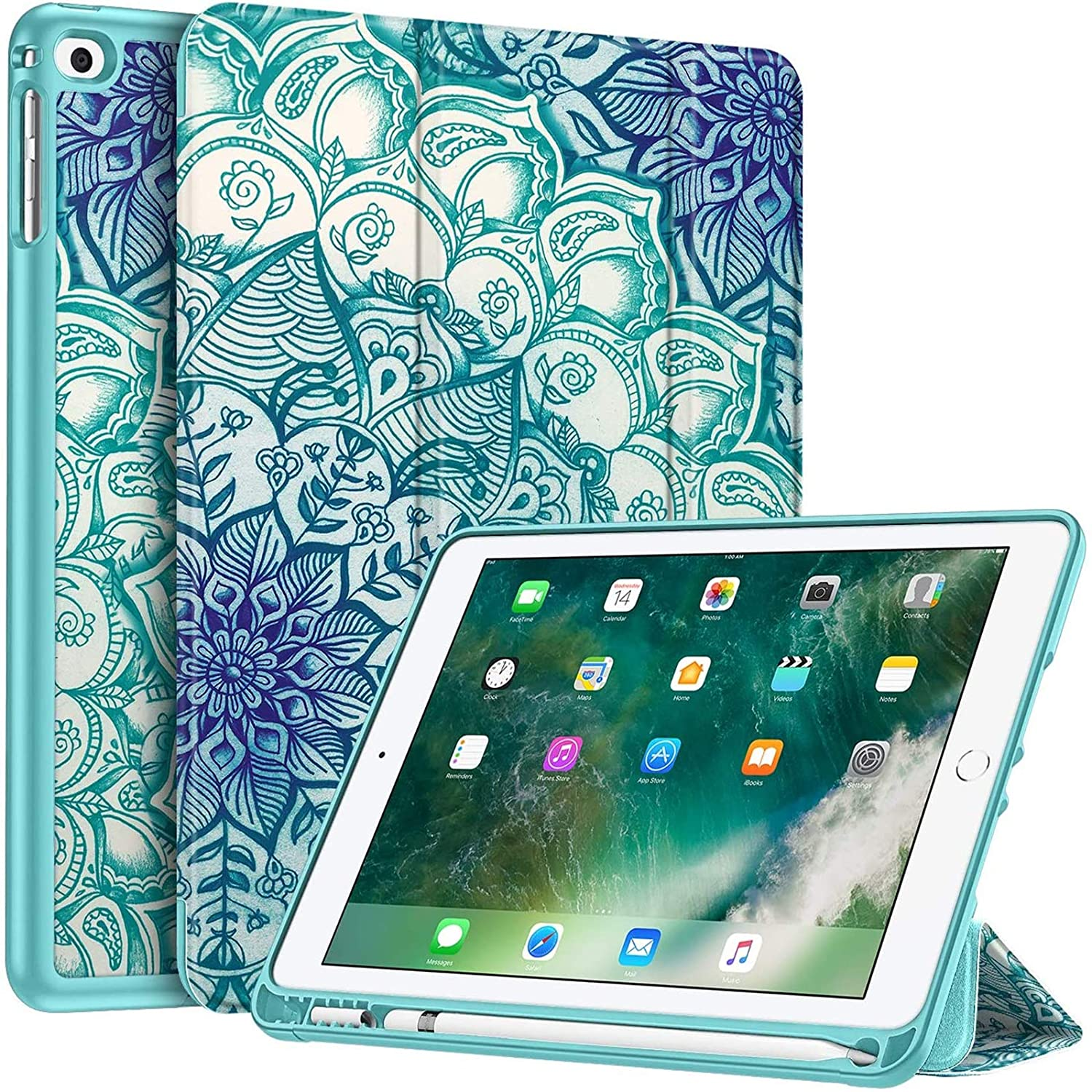 Tablethülle Polyurethan, Bookcover Apple Thermoplastisches Hülle für FINTIE smaragdblau