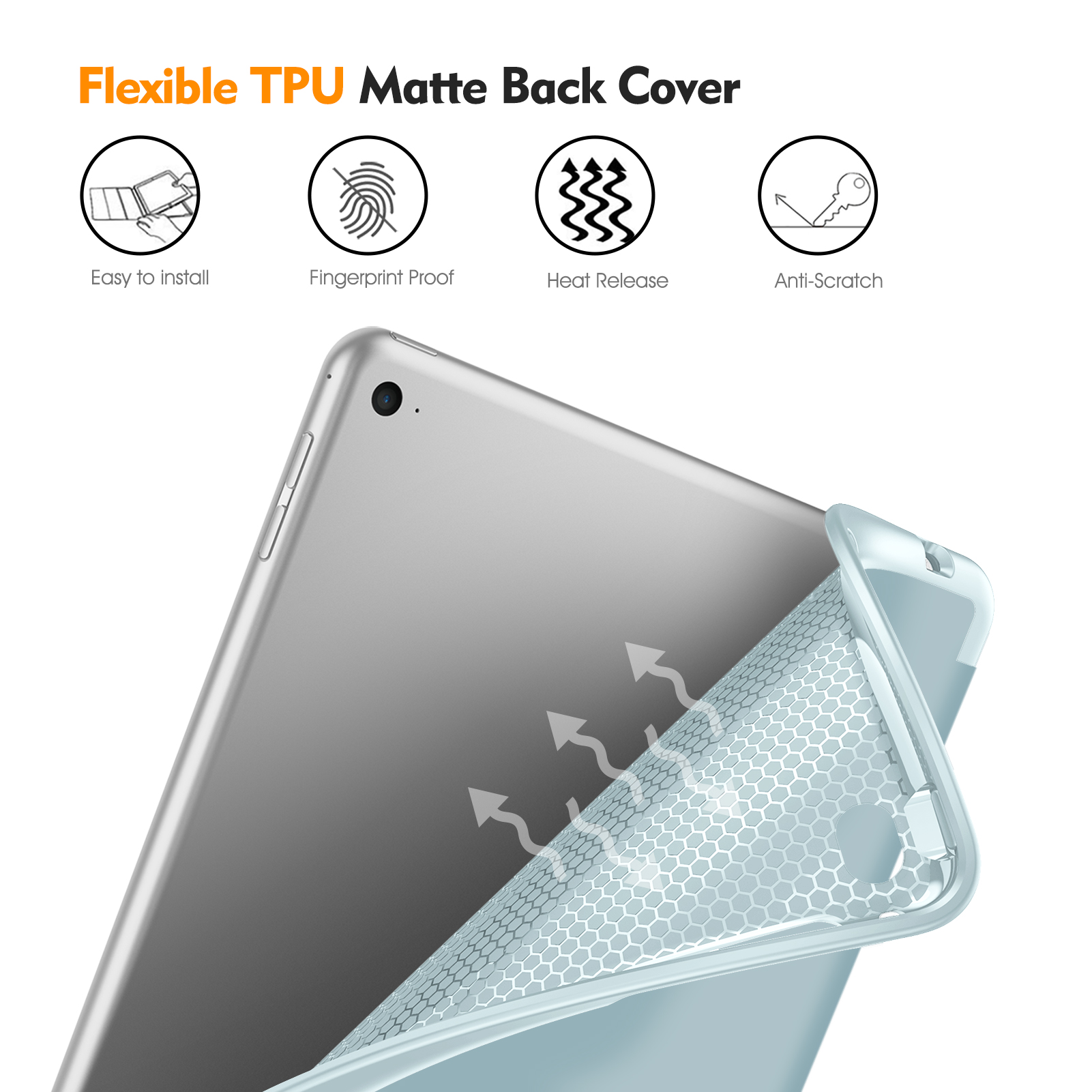 FINTIE Hülle Tablethülle Bookcover für Eisblau Thermoplastisches Polyurethan, Apple