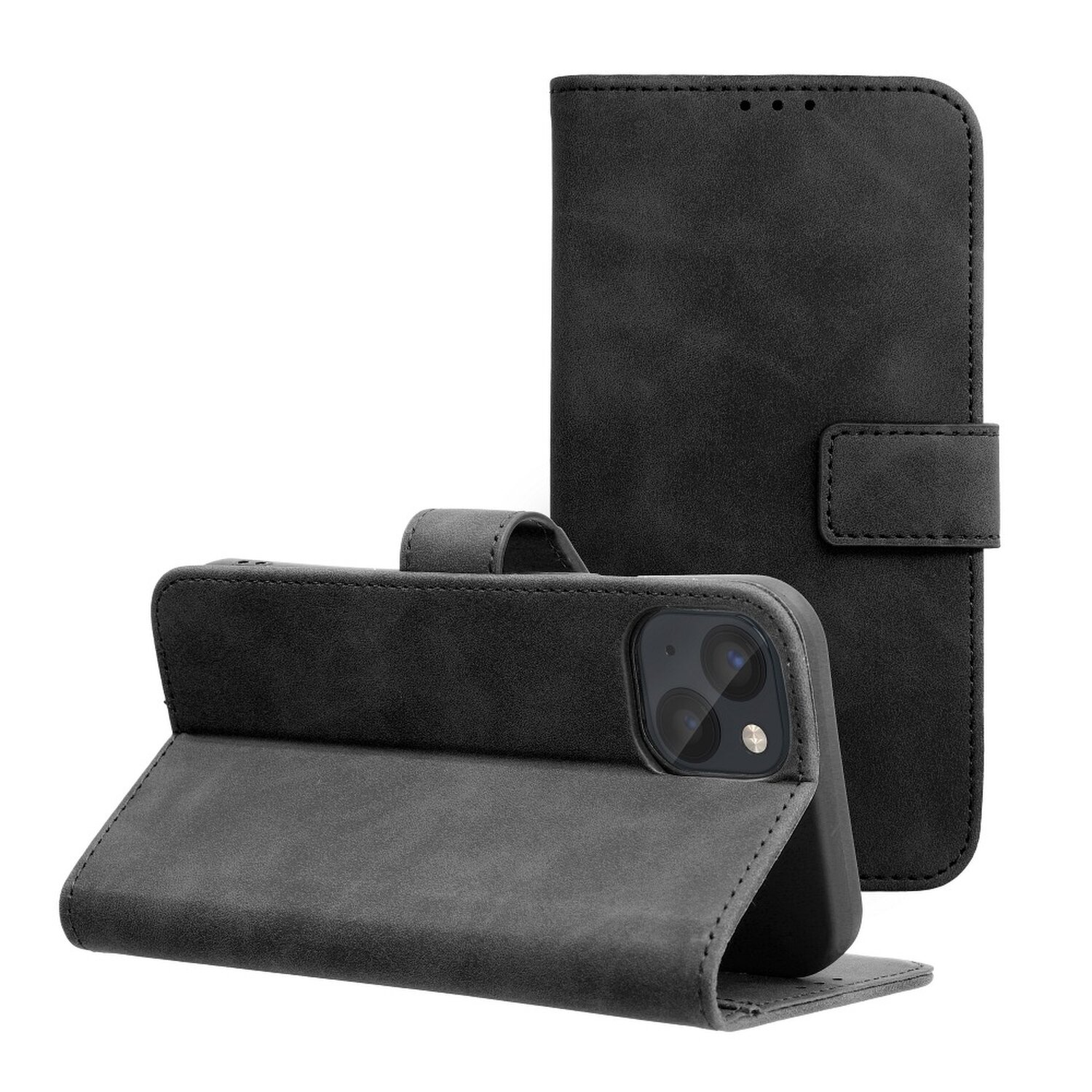 COFI Bookcover, Standfunktion Schutzhülle Tasche Magnet mit Schwarz Apple, Buch Hülle Holster iPhone iPhone kompatibel Schwarz, 13, 13 TENDER