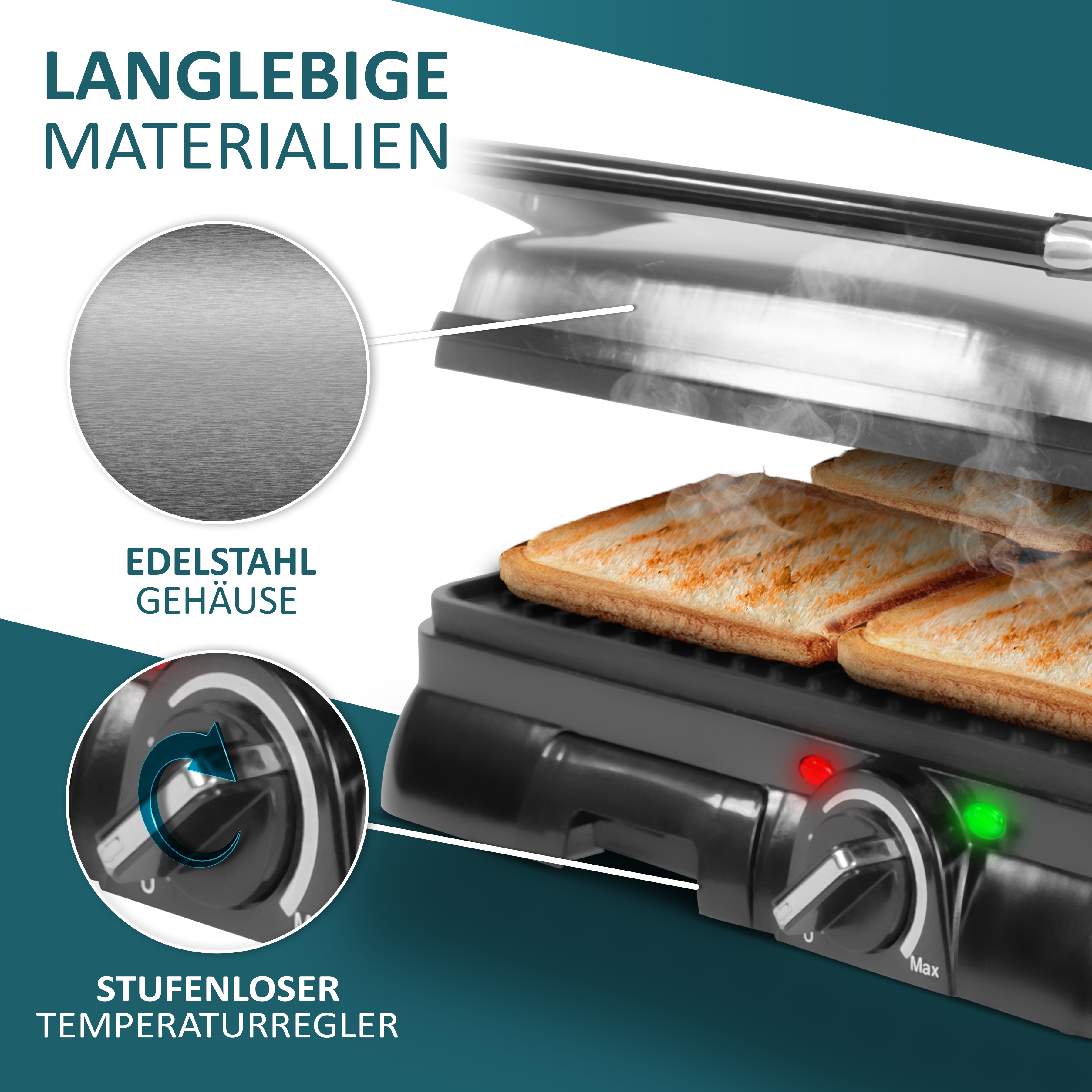 Kontaktgrill | STEINBORG Panini-Grill SB-2030 | Tischgrill Sandwichtoaster elektrischer |