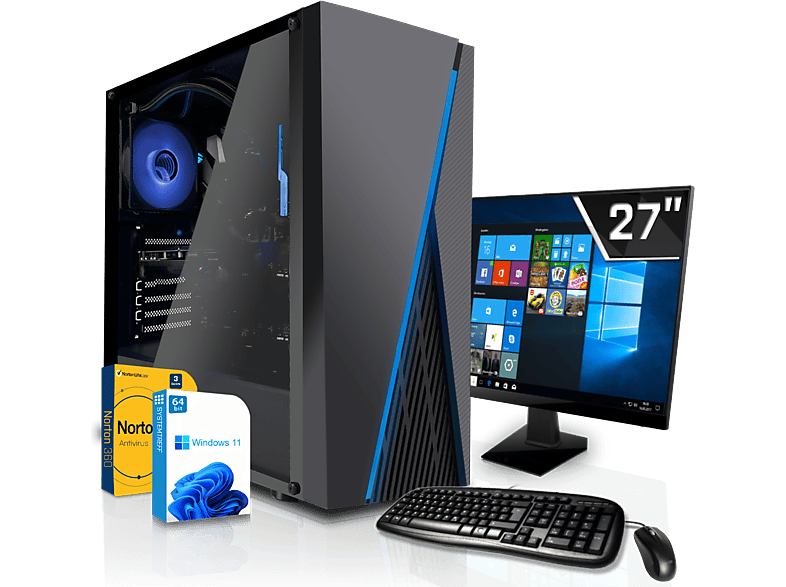 SYSTEMTREFF Gaming Komplett AMD Ryzen 5 PRO 4650G, Komplett PC mit PRO 4650G Prozessor, 8 GB RAM