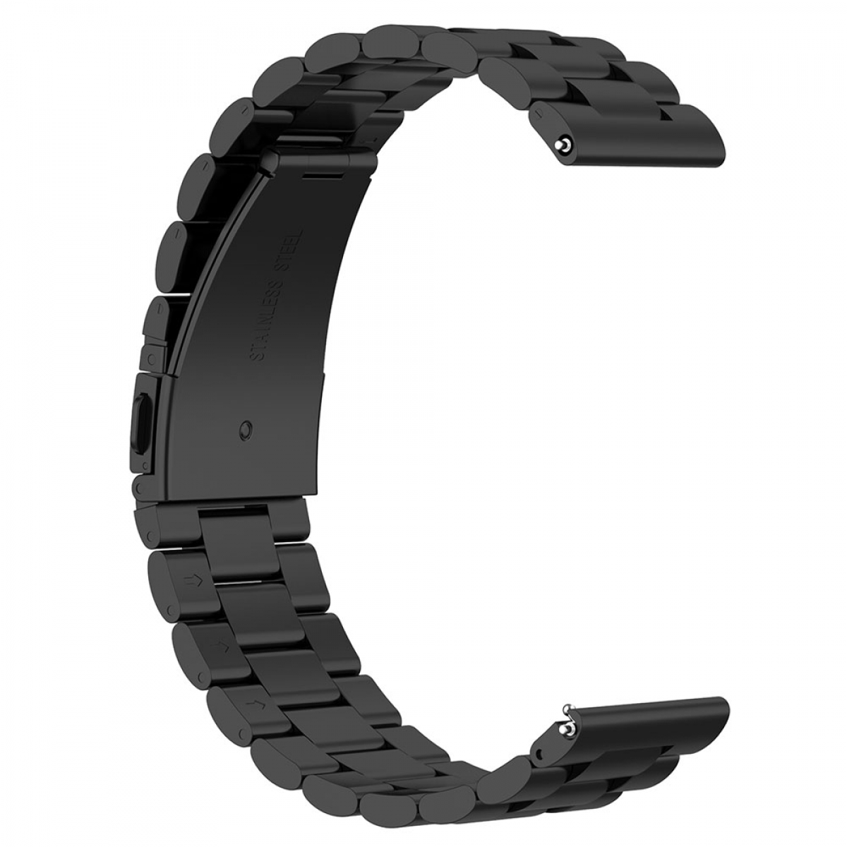 Schwarzes Metall-Armband. Das Armband hat die Form eines C.