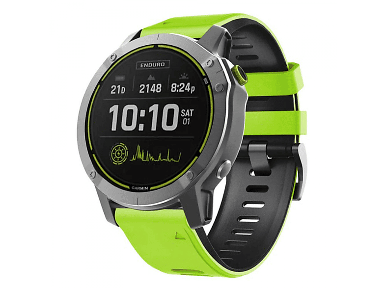 CASEONLINE Twin, Smartband, Garmin, Fenix 7, Lime/Schwarz | Smartwatch Armbänder