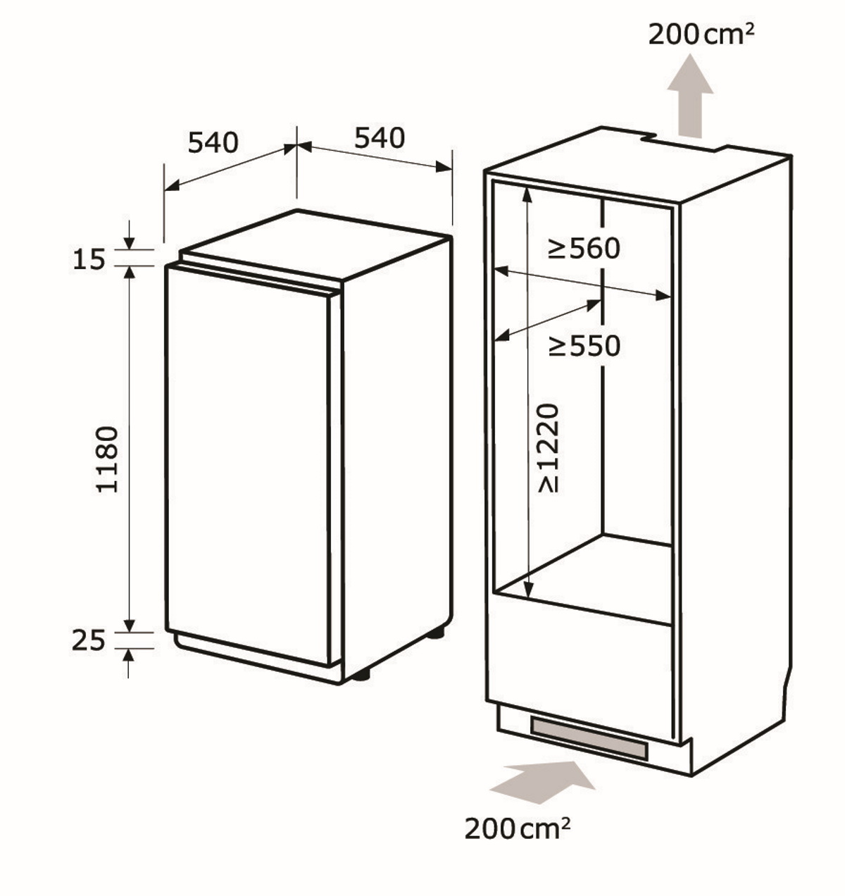 1230 mm EXQUISIT EKS201-V-E-040F Kühlschrank hoch, (F, Weiß)