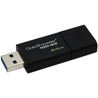 Memoria USB  - DT100G3/64GB KINGSTON, Negro