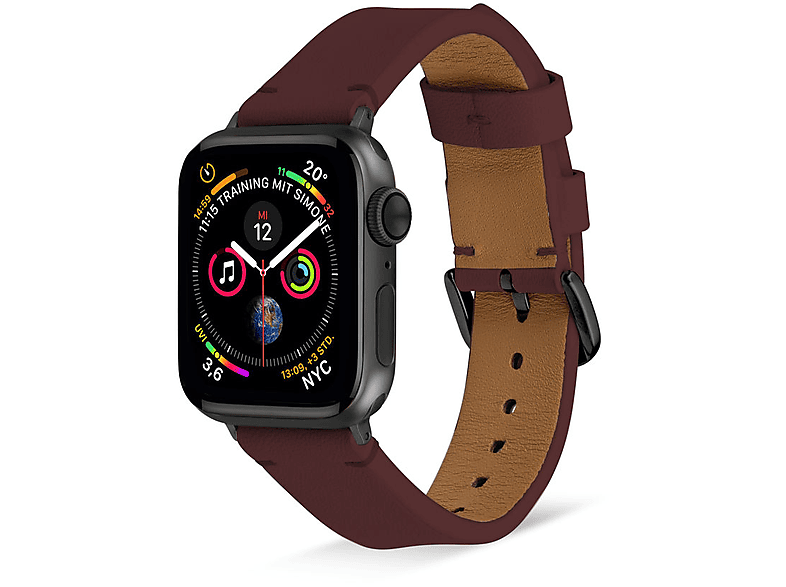 ARTWIZZ WatchBand Leather, Smartband, Apple, Apple Watch Series 9-7 (41mm), 6-4 & SE (40mm), 3-1 (38mm), Braun